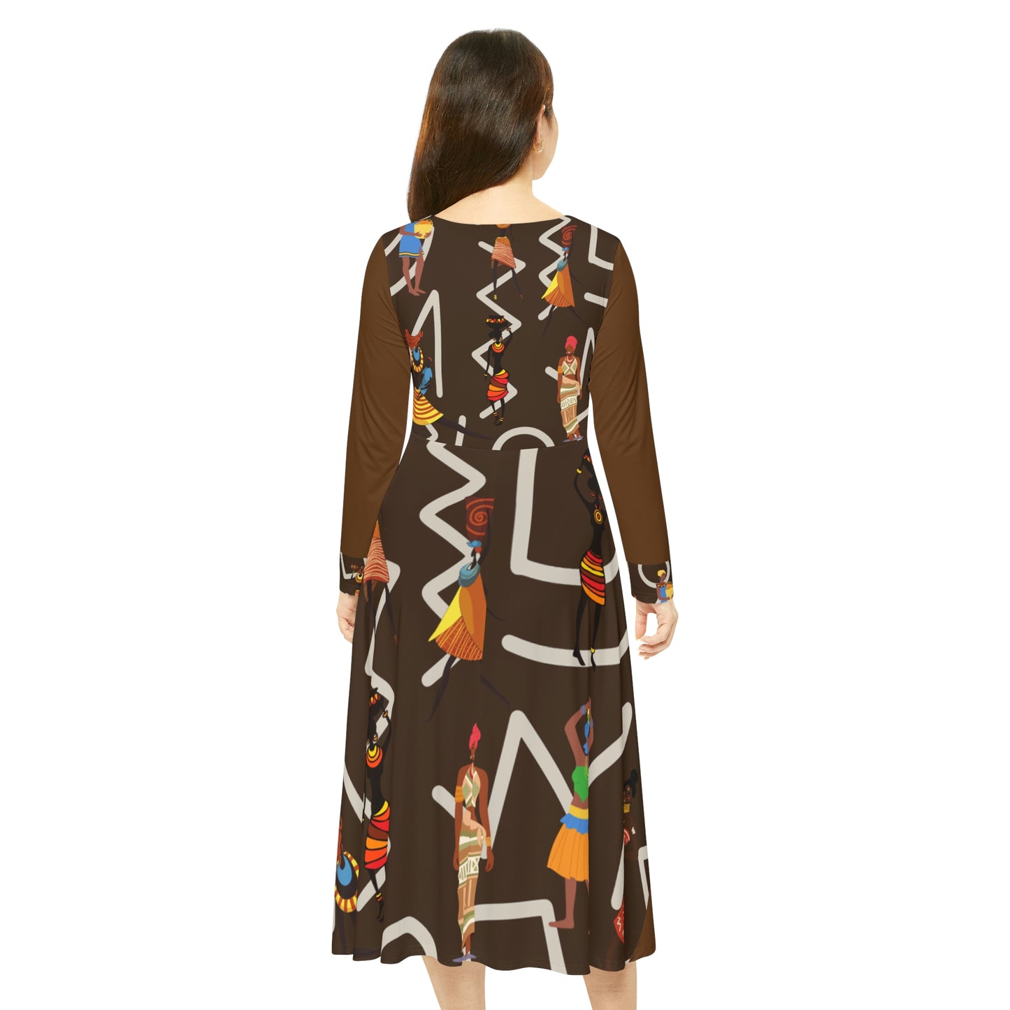 Elegant Print Women's Long Sleeve Dress (AOP)