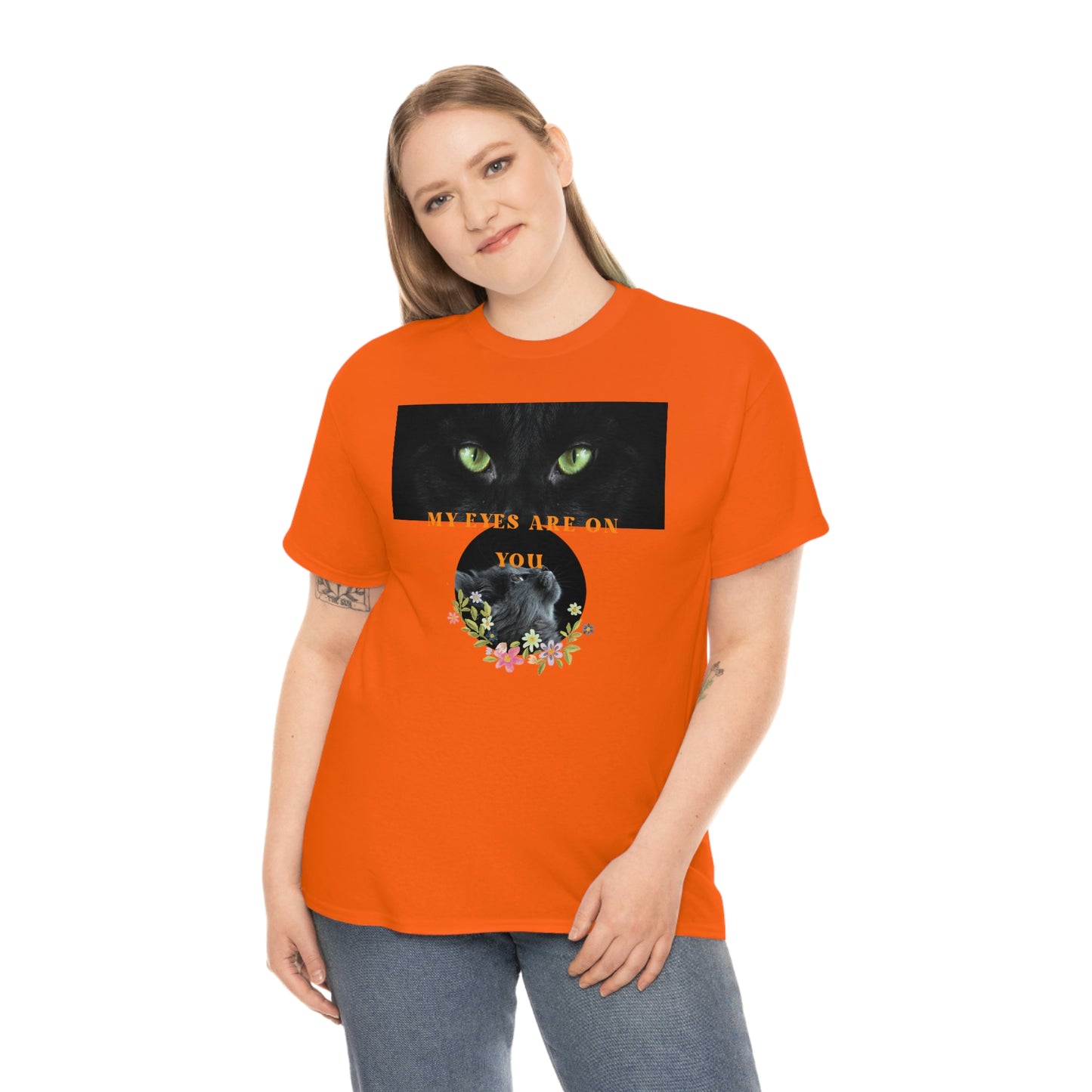 Cat My Eyes Are On You Unisex Heavy Cotton Tee