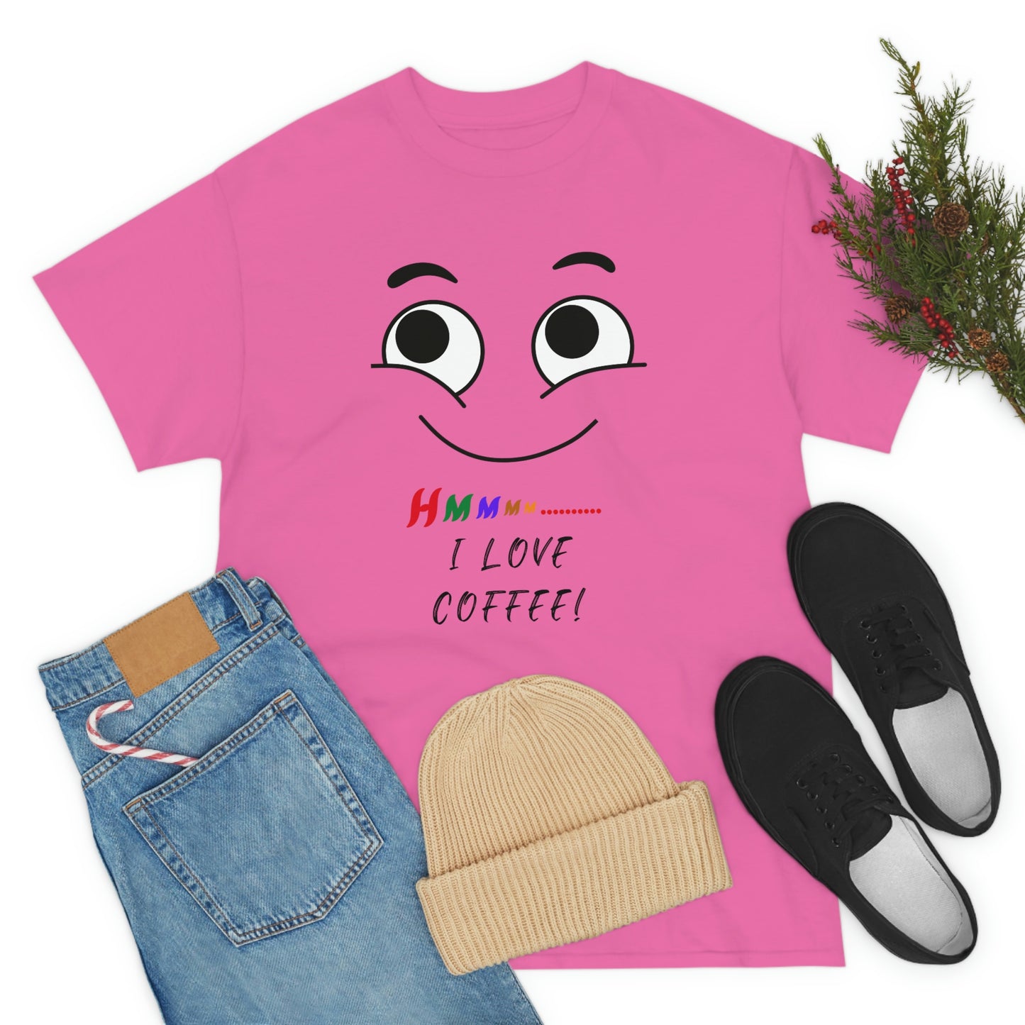 Hmmm... I Love Coffee, Unisex Heavy Cotton Tee