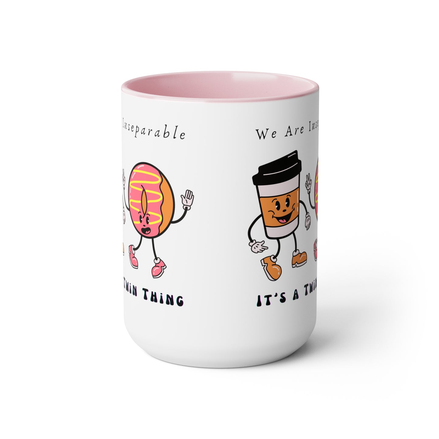 Twin Two-Tone Coffee Mugs, 15oz