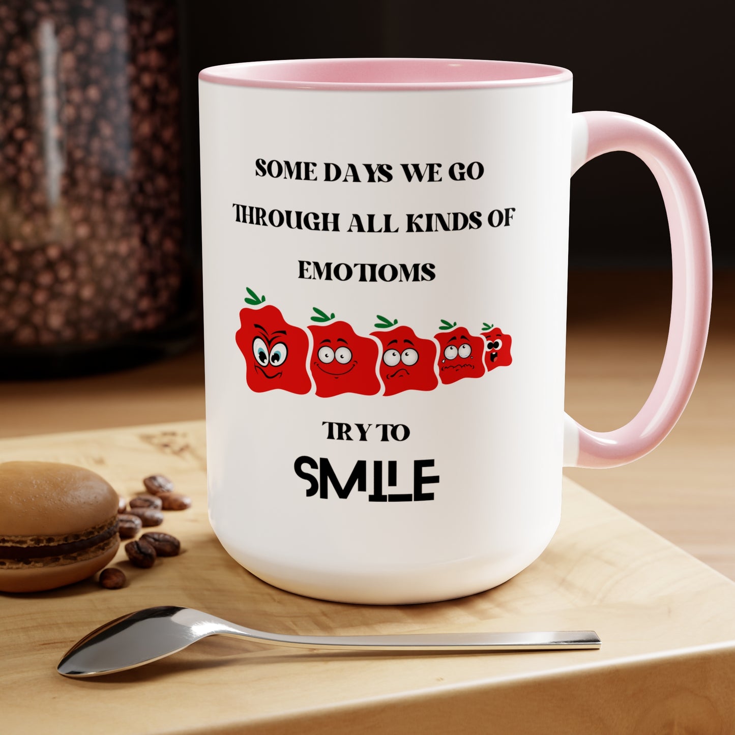 Smile Two-Tone Coffee Mugs, 15oz