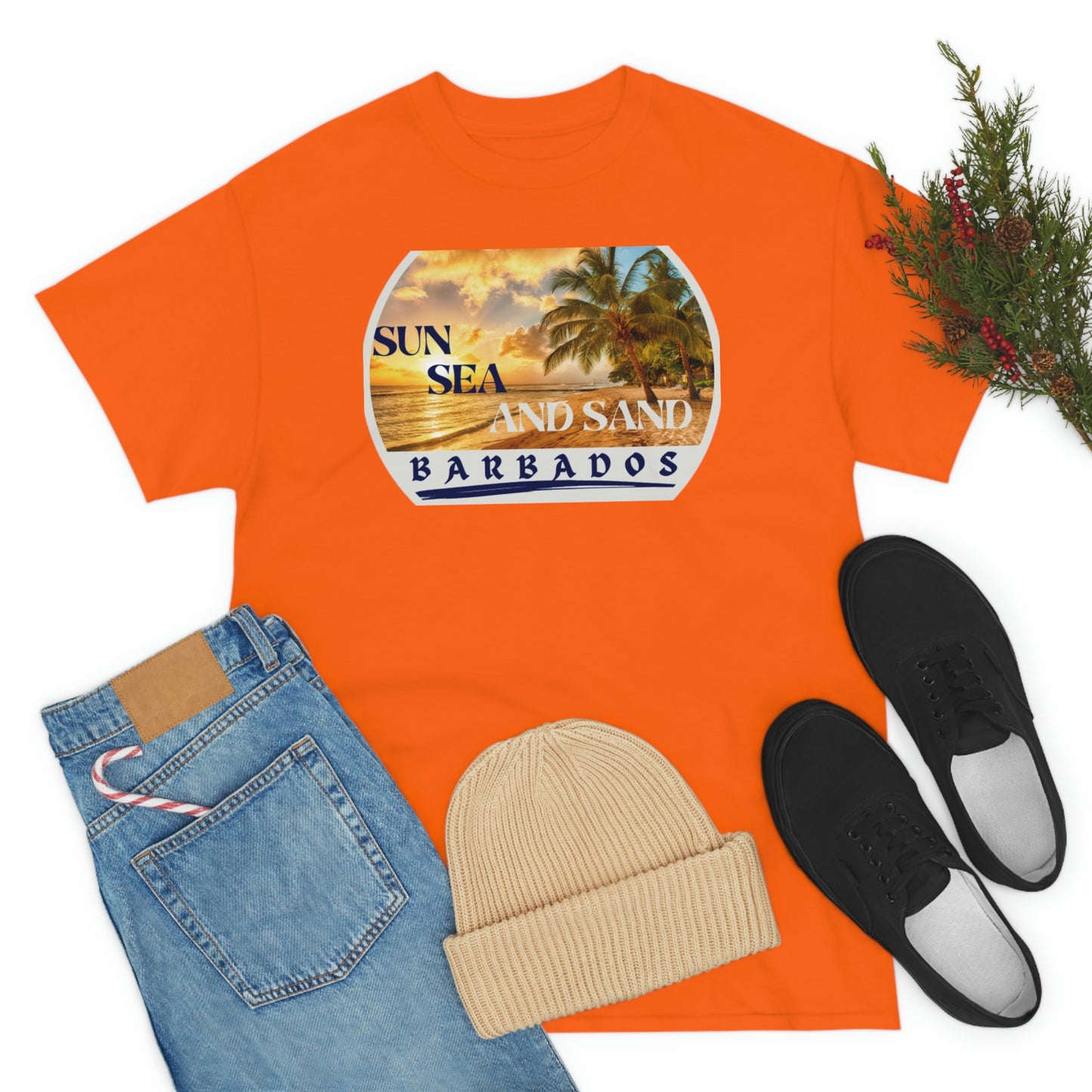 Sun Sea Sand Barbados Unisex Heavy Cotton Tee