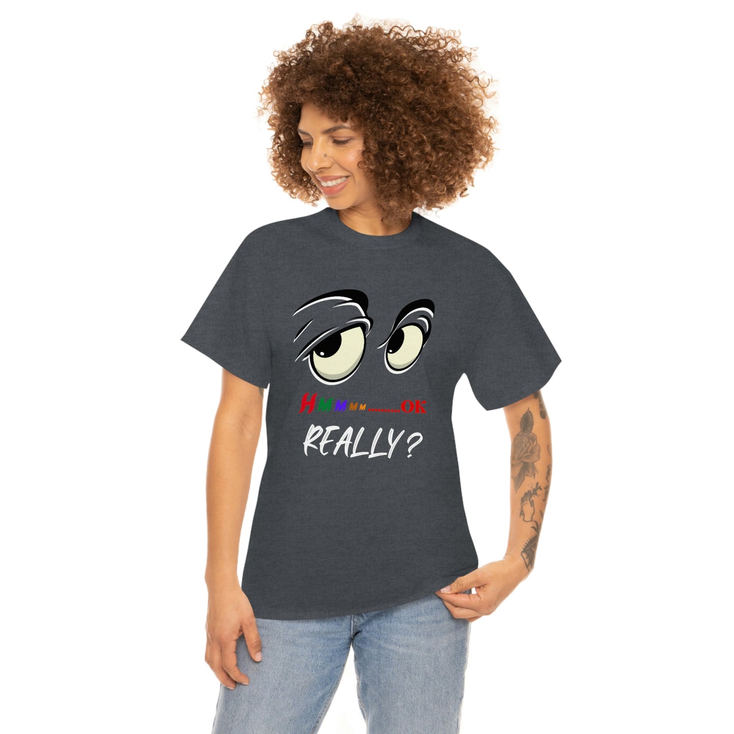 Hmmm Funny Unisex Heavy Cotton Tee