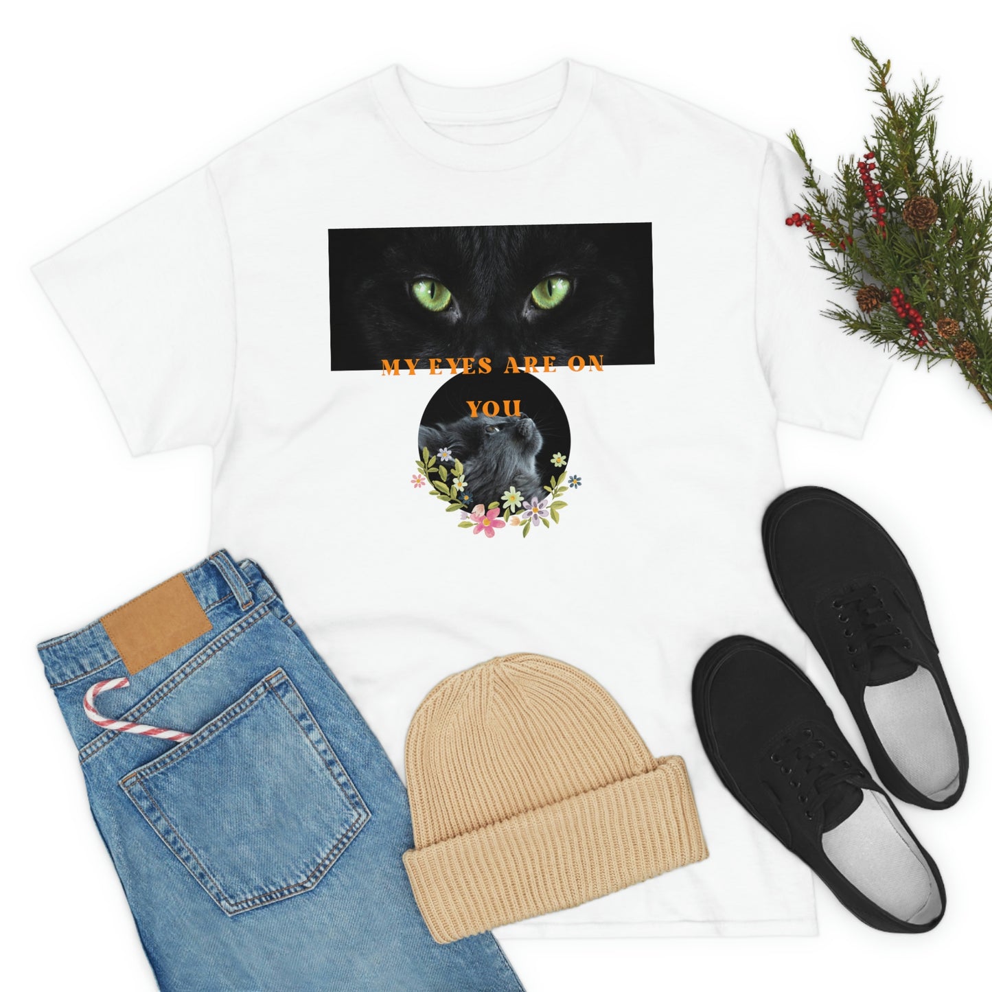 Cat My Eyes Are On You Unisex Heavy Cotton Tee