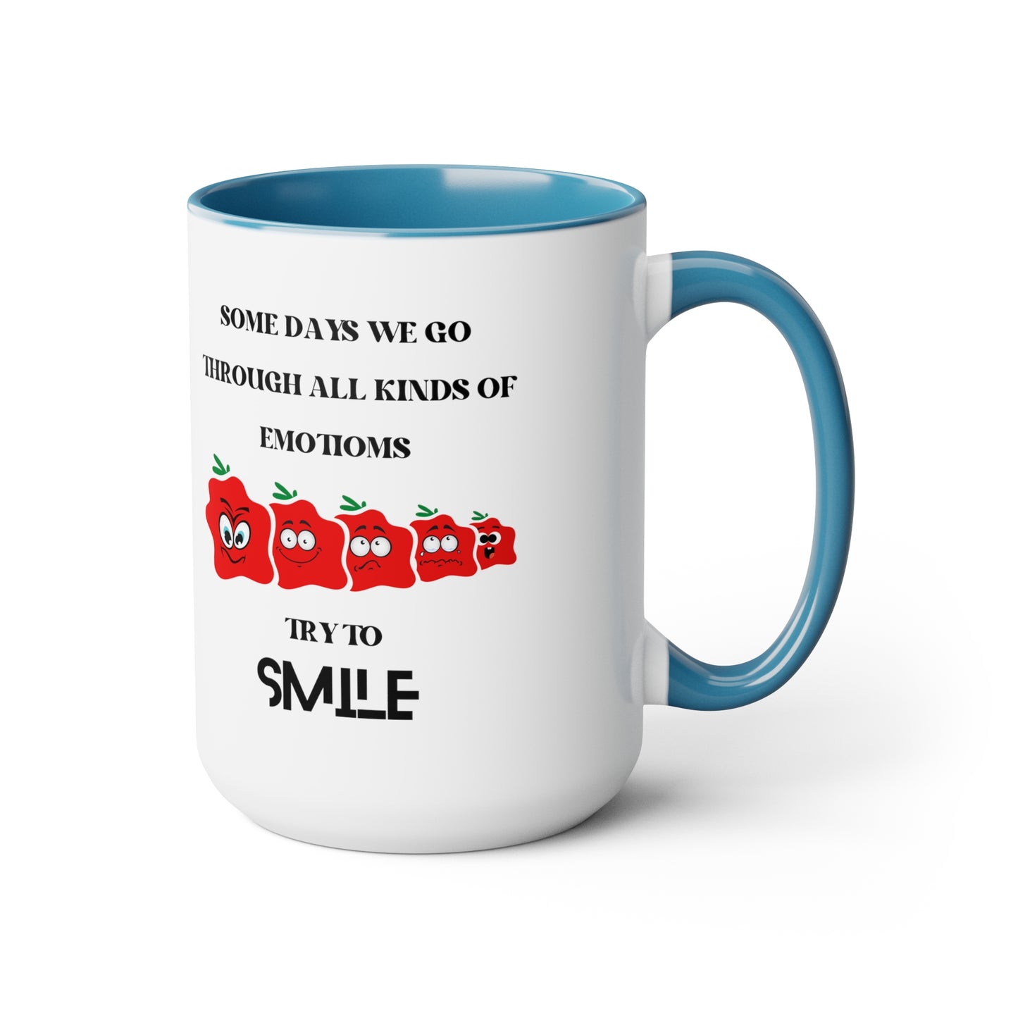 Smile Two-Tone Coffee Mugs, 15oz