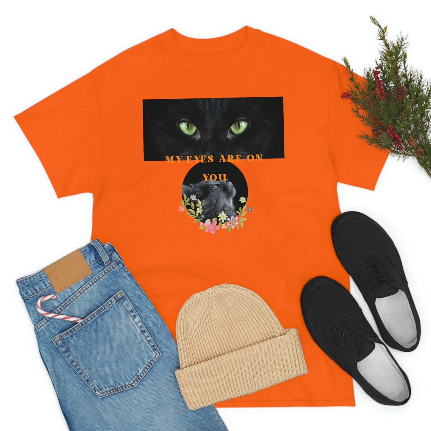 Cat My Eyes Are On You Unisex Heavy Cotton Tee