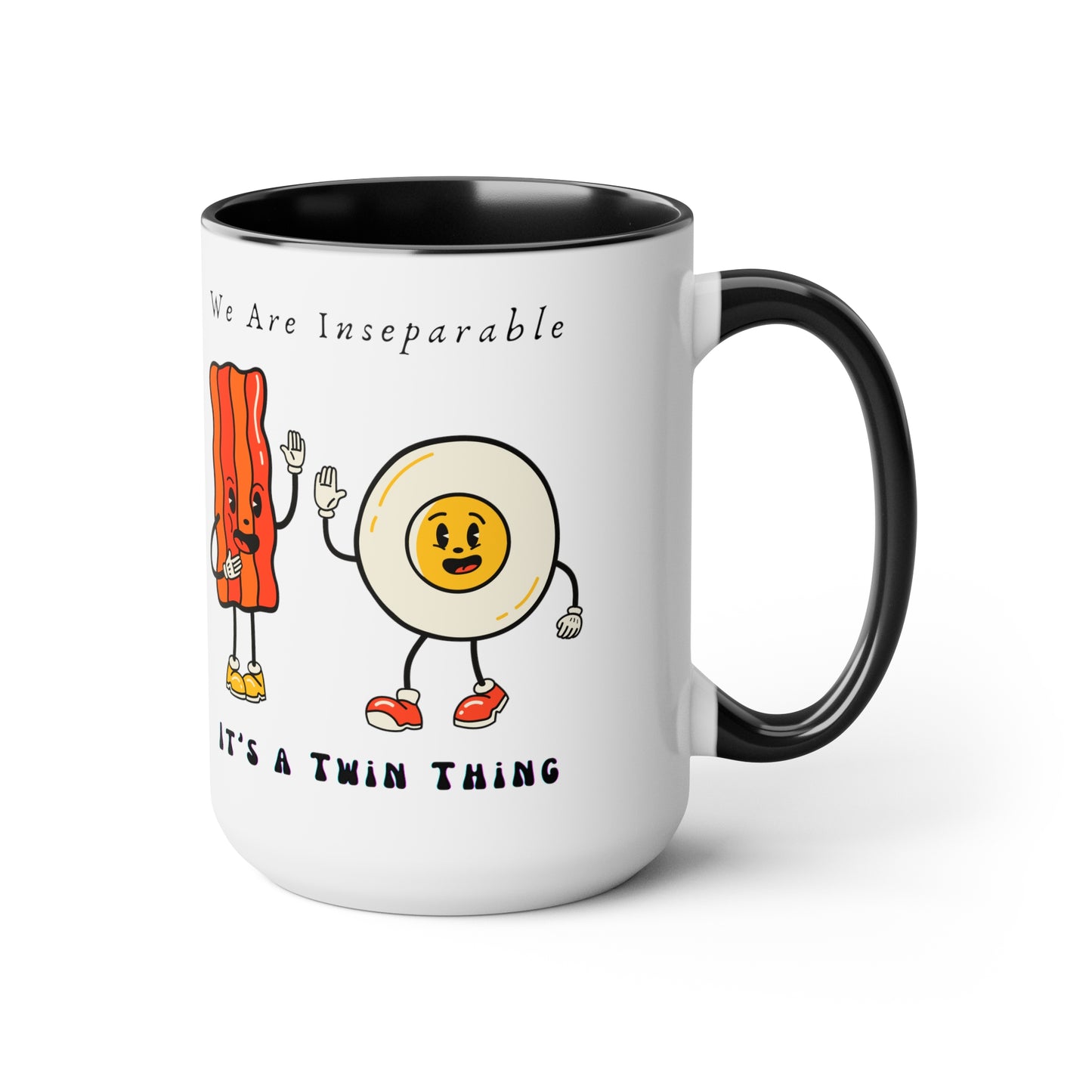 Twin Two-Tone Coffee Mugs, 15oz