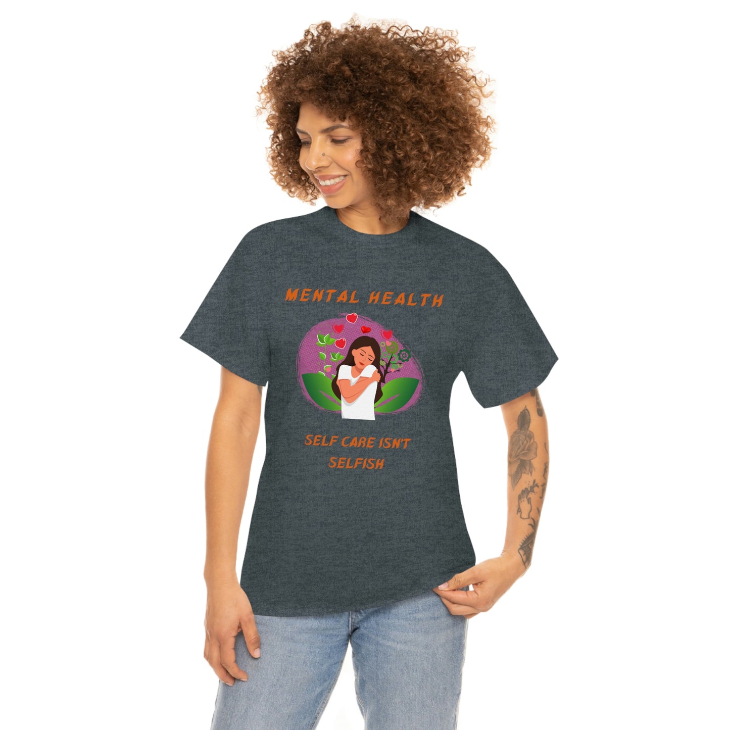 Mental Health Self Care Unisex Heavy Cotton Tee