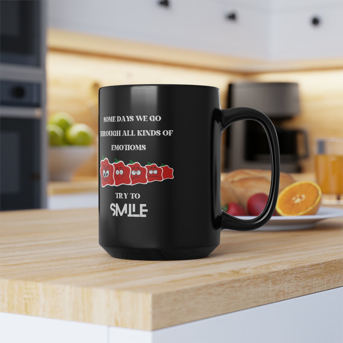 Smile Black Mug, 15oz