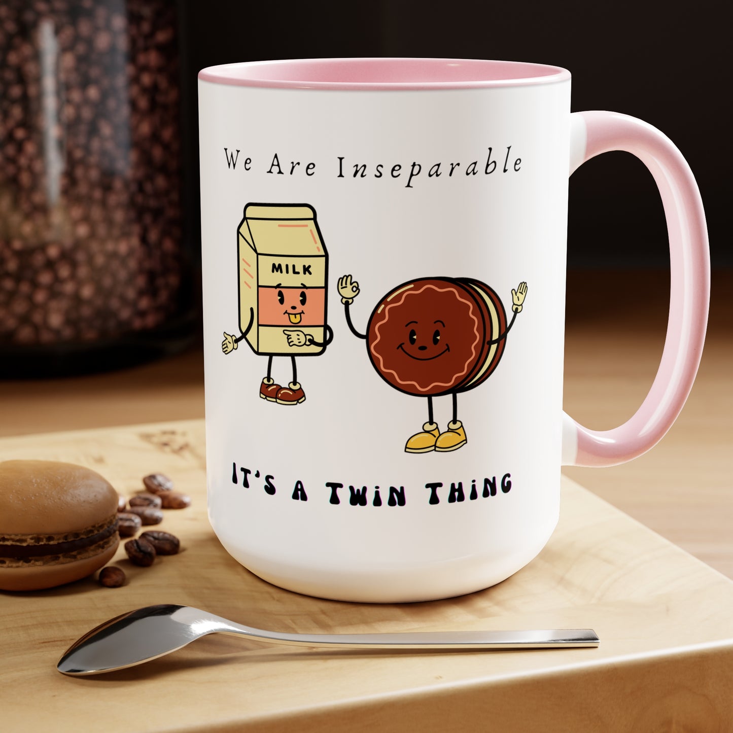 Twin Two-Tone Coffee Mugs, 15oz