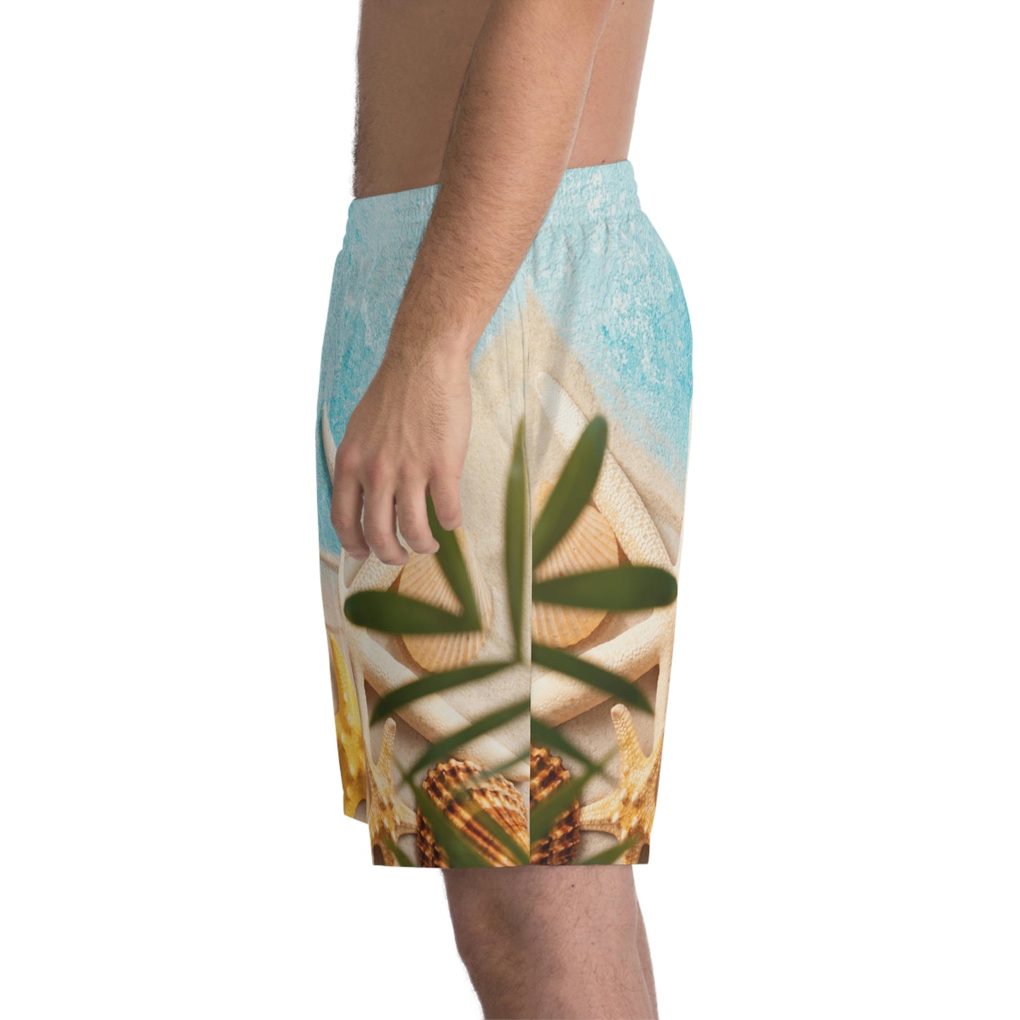 Exotic Print Men's Elastic Beach Shorts (AOP)