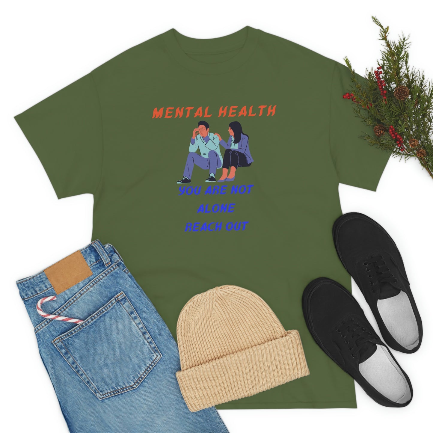 Mental Health You Are Not Alone Unisex Heavy Cotton Tee