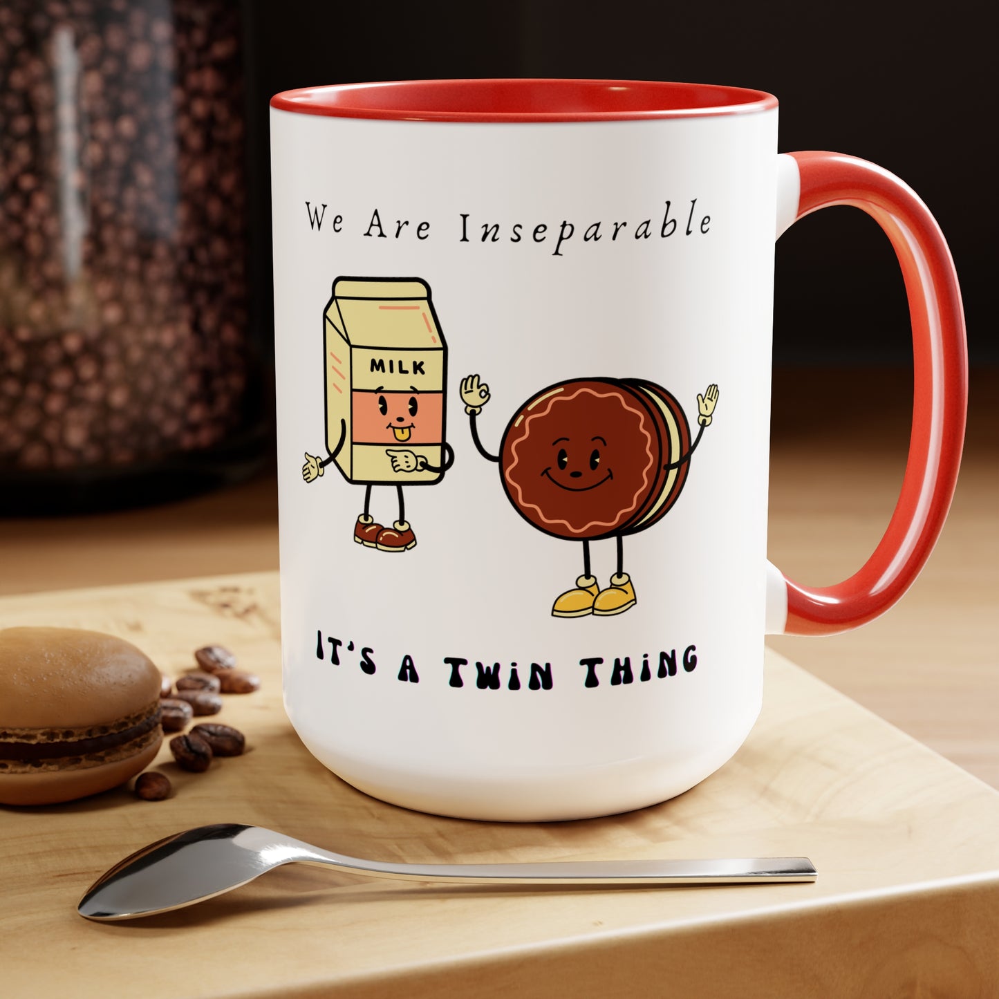 Twin Two-Tone Coffee Mugs, 15oz