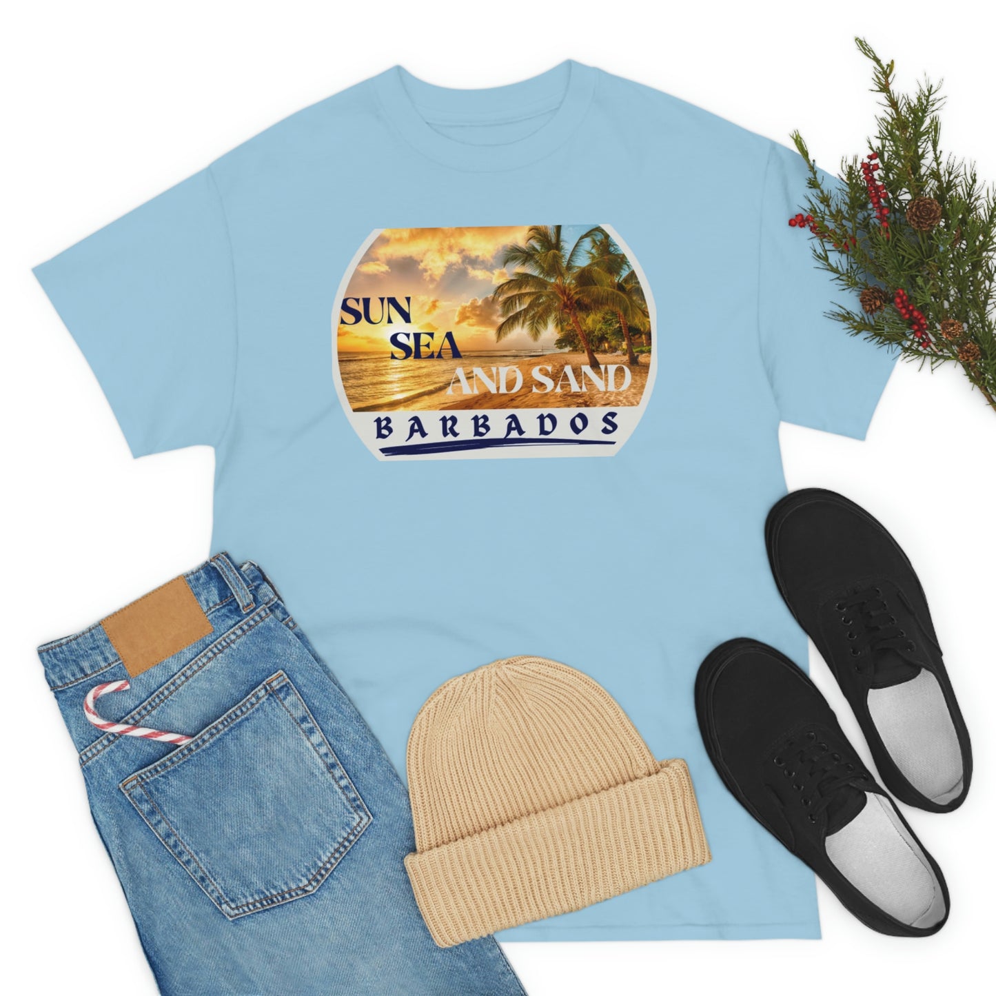 Sun Sea Sand Barbados Unisex Heavy Cotton Tee