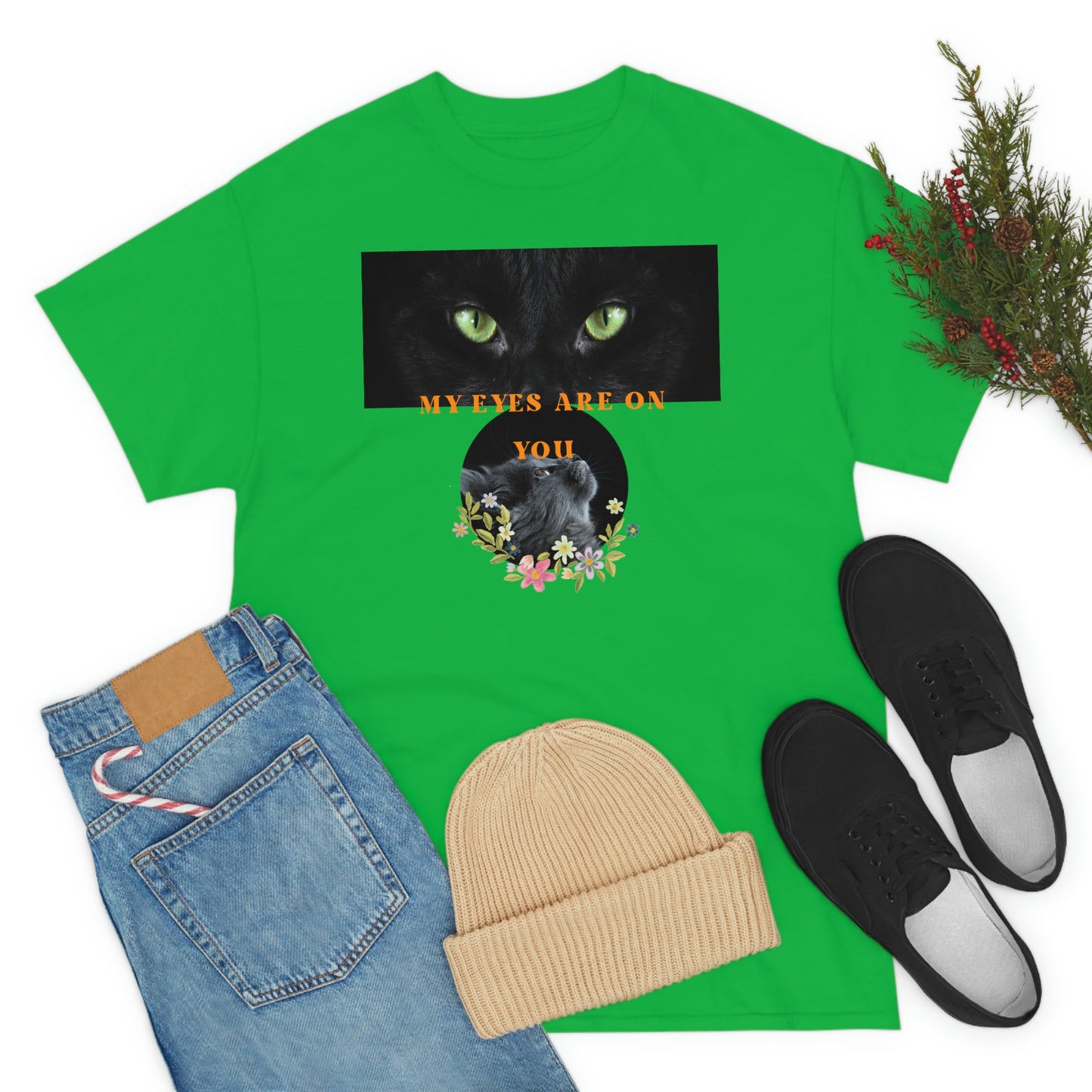 Cat My Eyes Are On You Unisex Heavy Cotton Tee