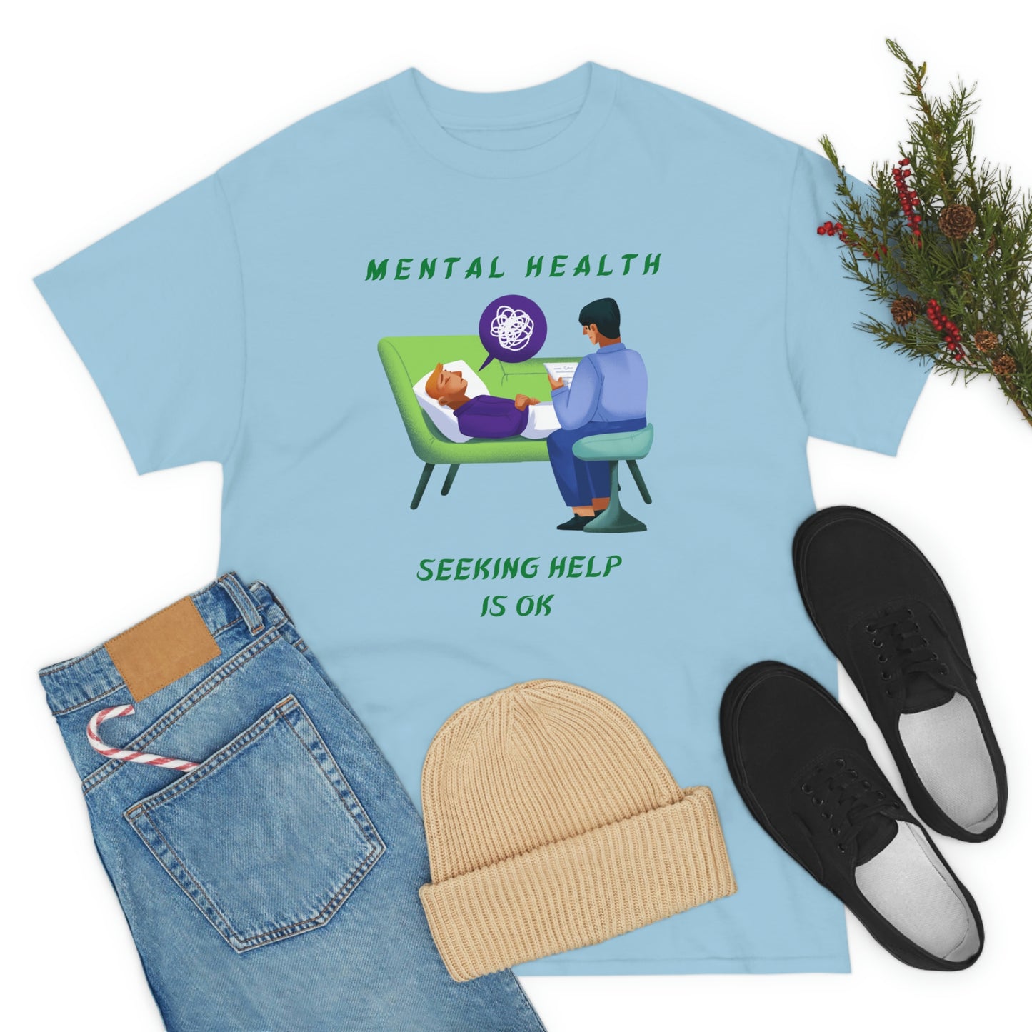 Mental Health Seek Help Unisex Heavy Cotton Tee