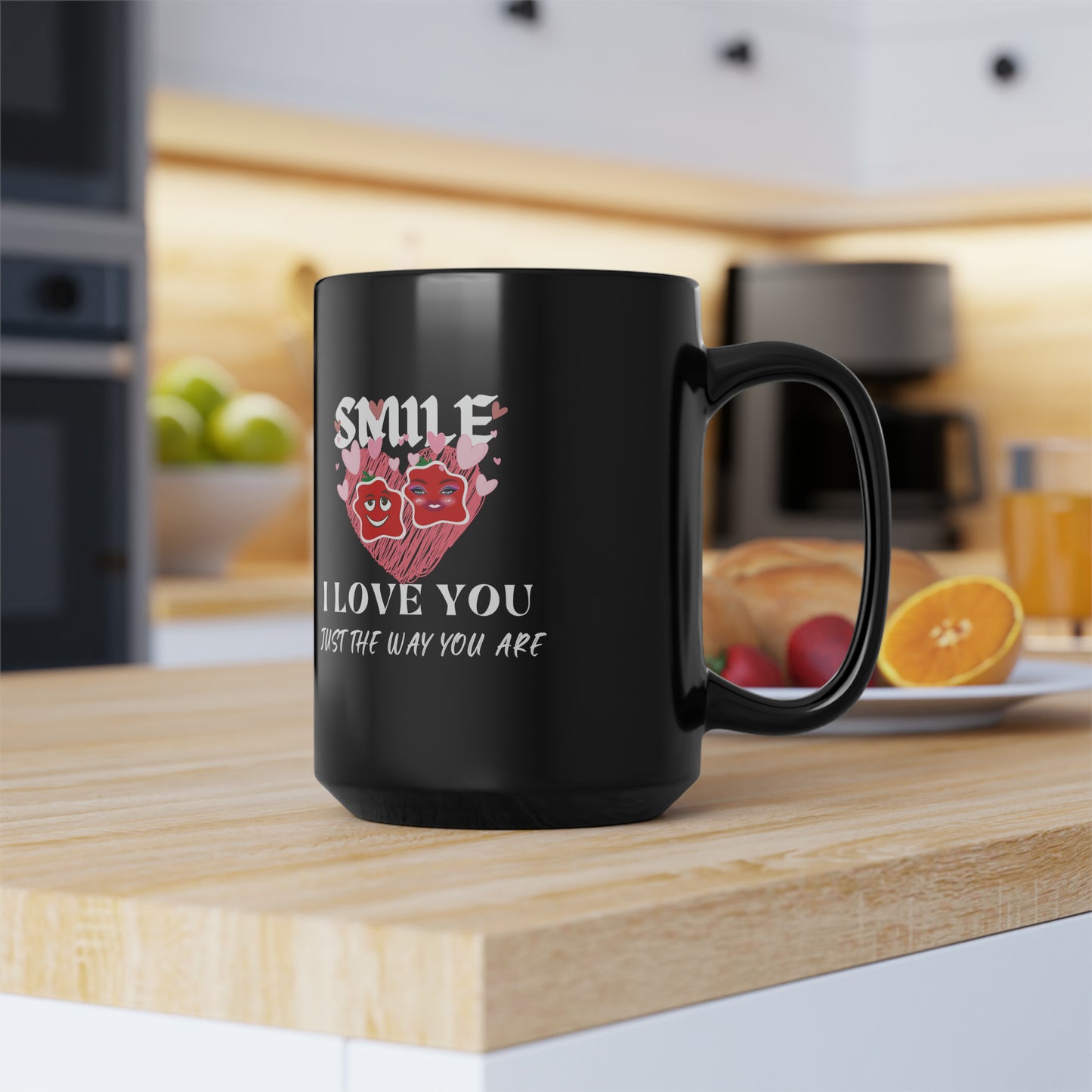 Smile Black Mug, 15oz