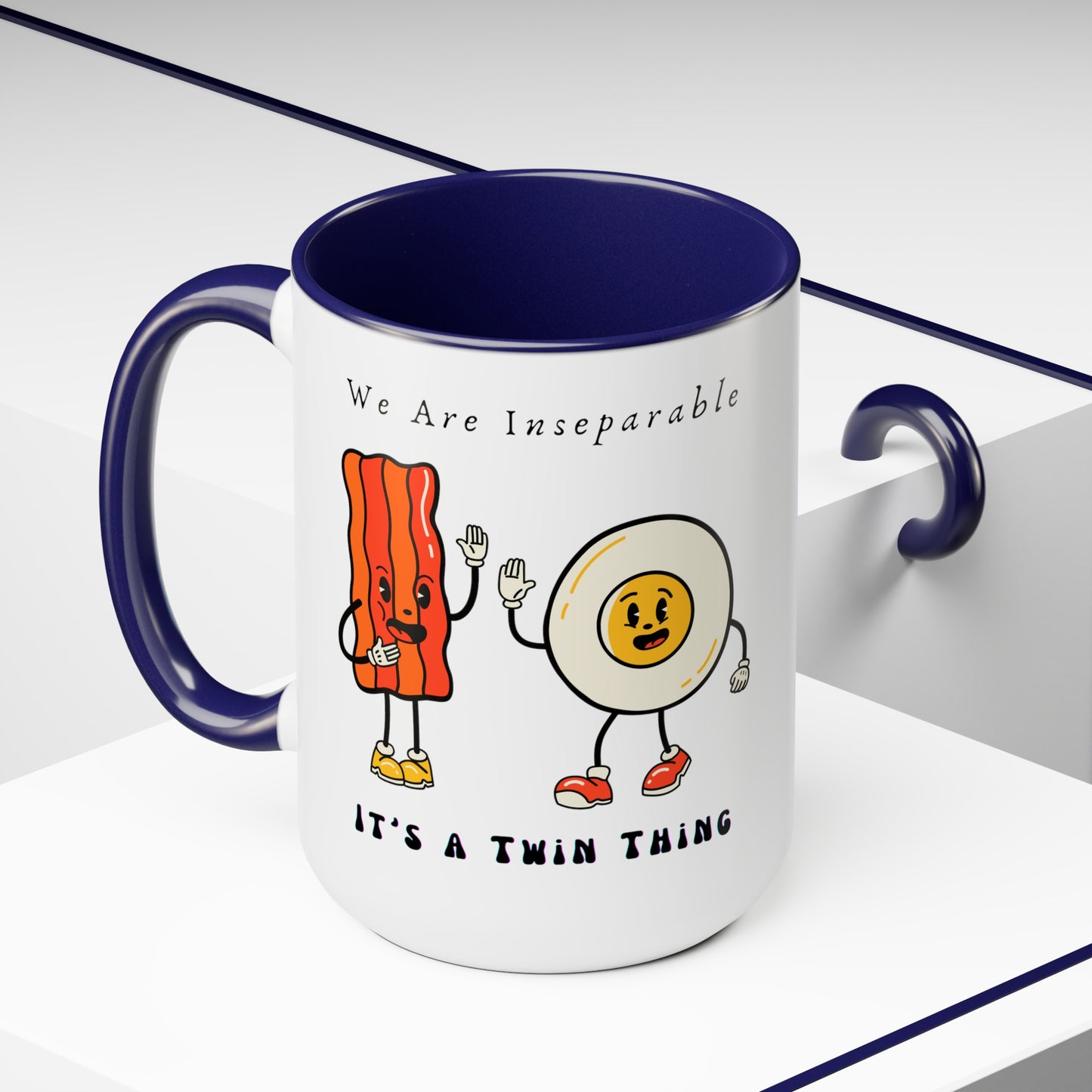 Twin Two-Tone Coffee Mugs, 15oz