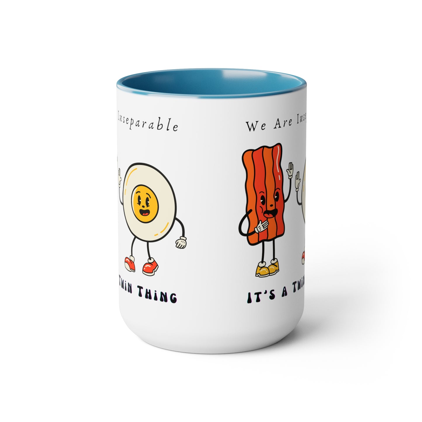 Twin Two-Tone Coffee Mugs, 15oz