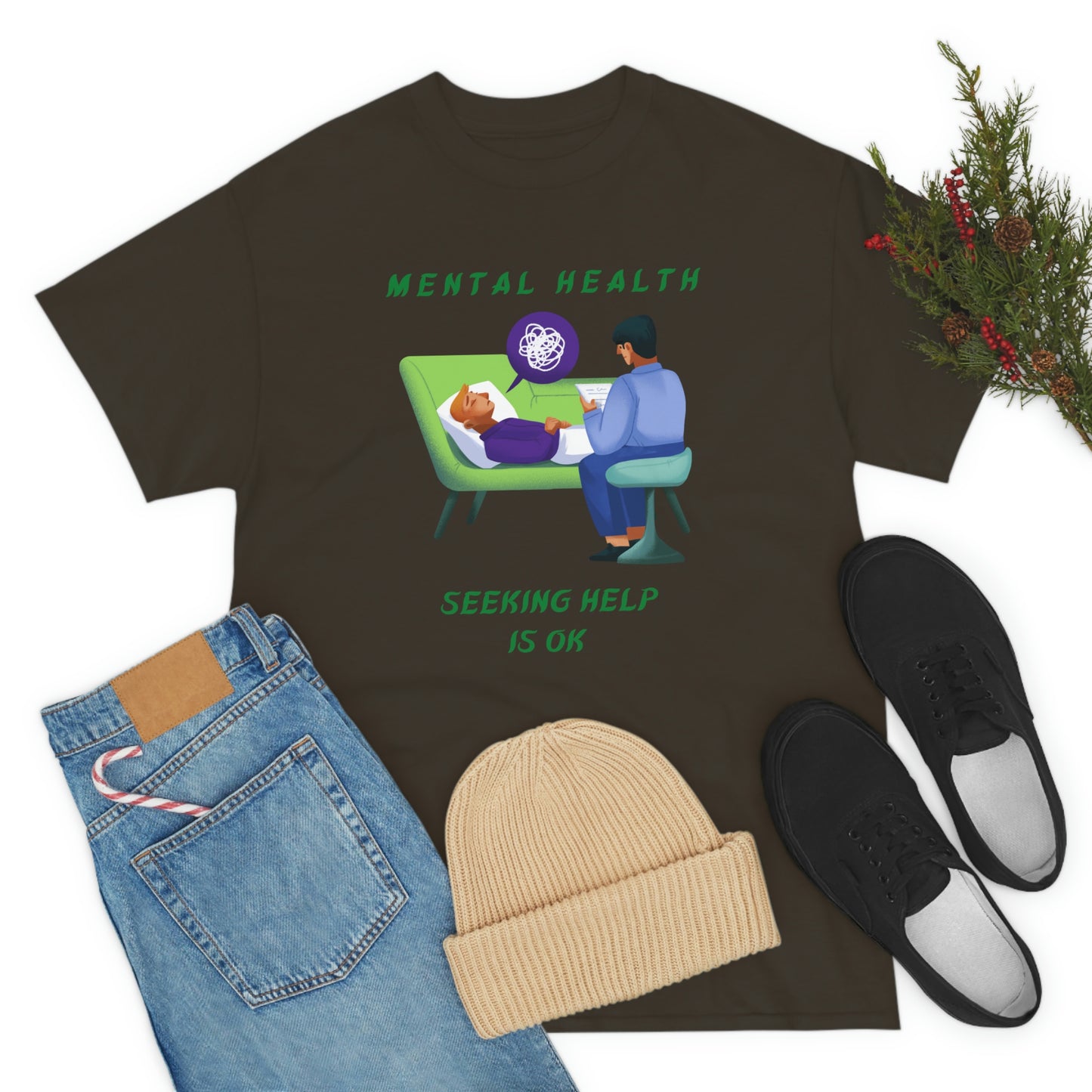 Mental Health Seek Help Unisex Heavy Cotton Tee