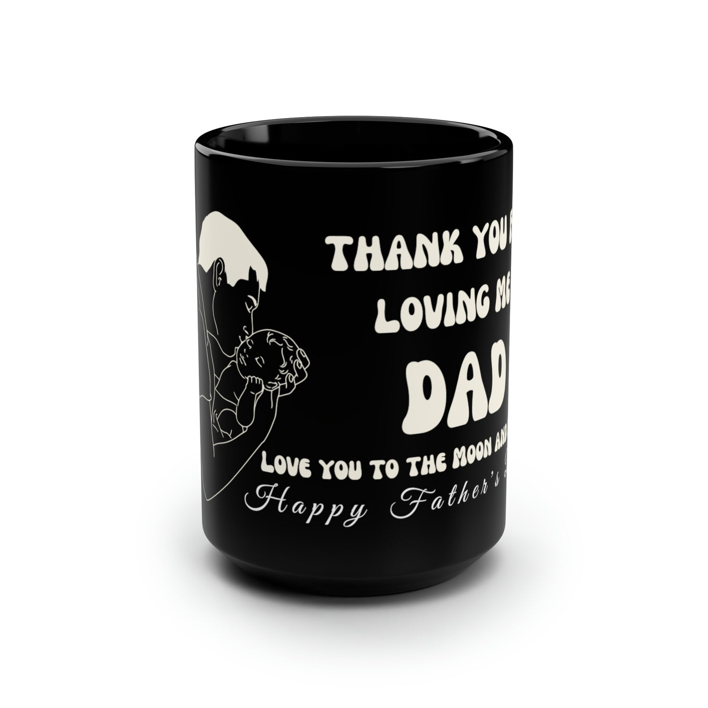 Exotic Print Father's Day "Love you to the moon and back" Black Mug, 15oz