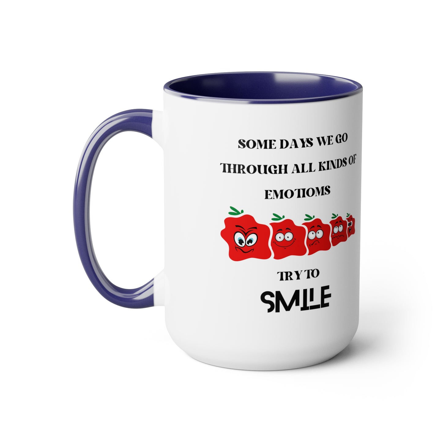 Smile Two-Tone Coffee Mugs, 15oz