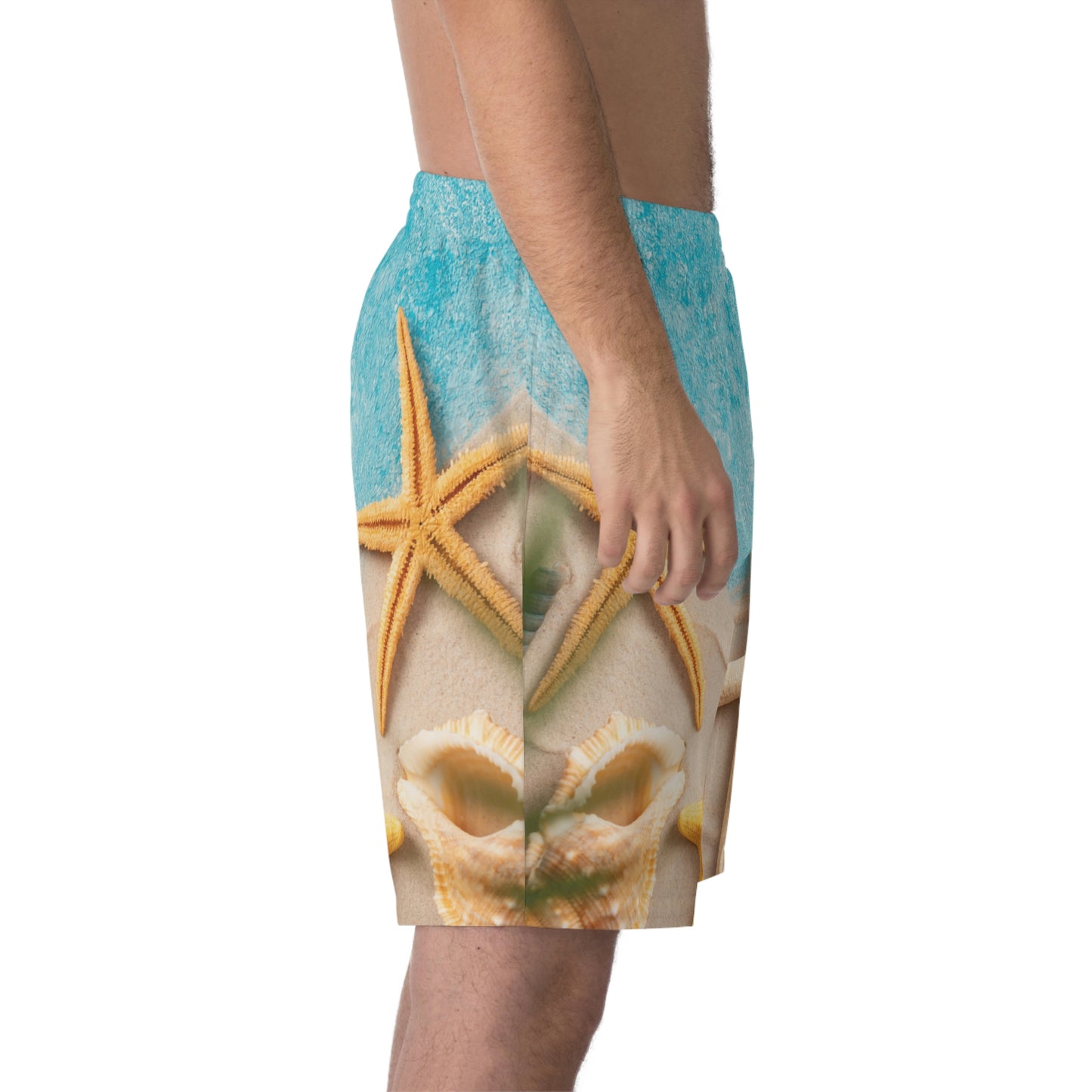 Exotic Print Men's Elastic Beach Shorts (AOP)