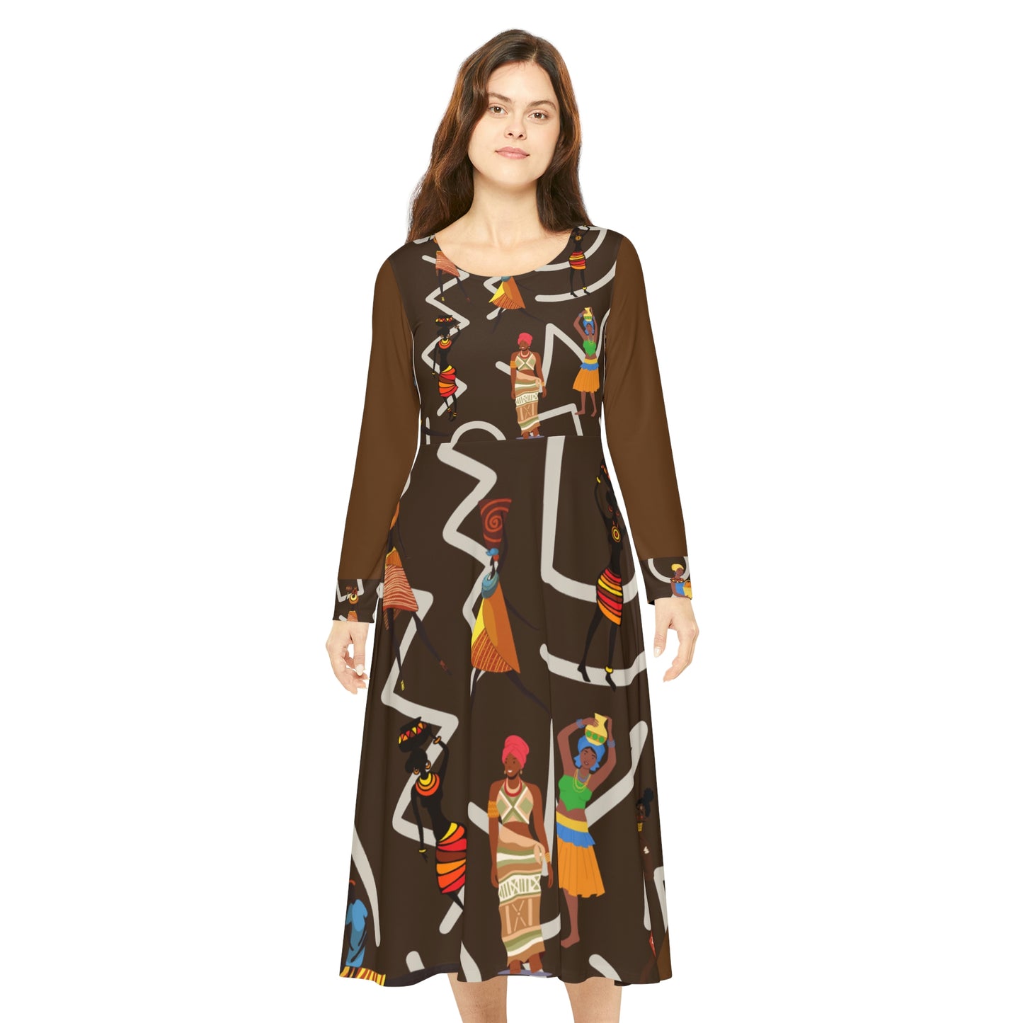 Elegant Print Women's Long Sleeve Dress (AOP)