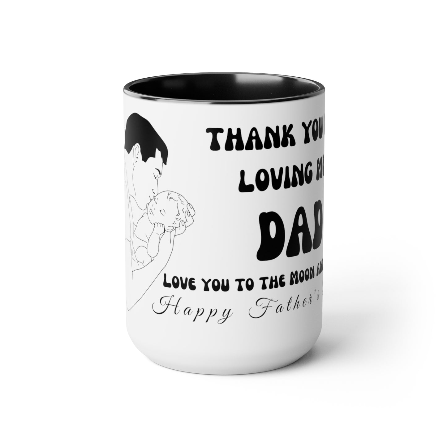 Exotic Print Father's Day "Love you to the moon and back" Two-Tone Coffee Mugs, 15oz