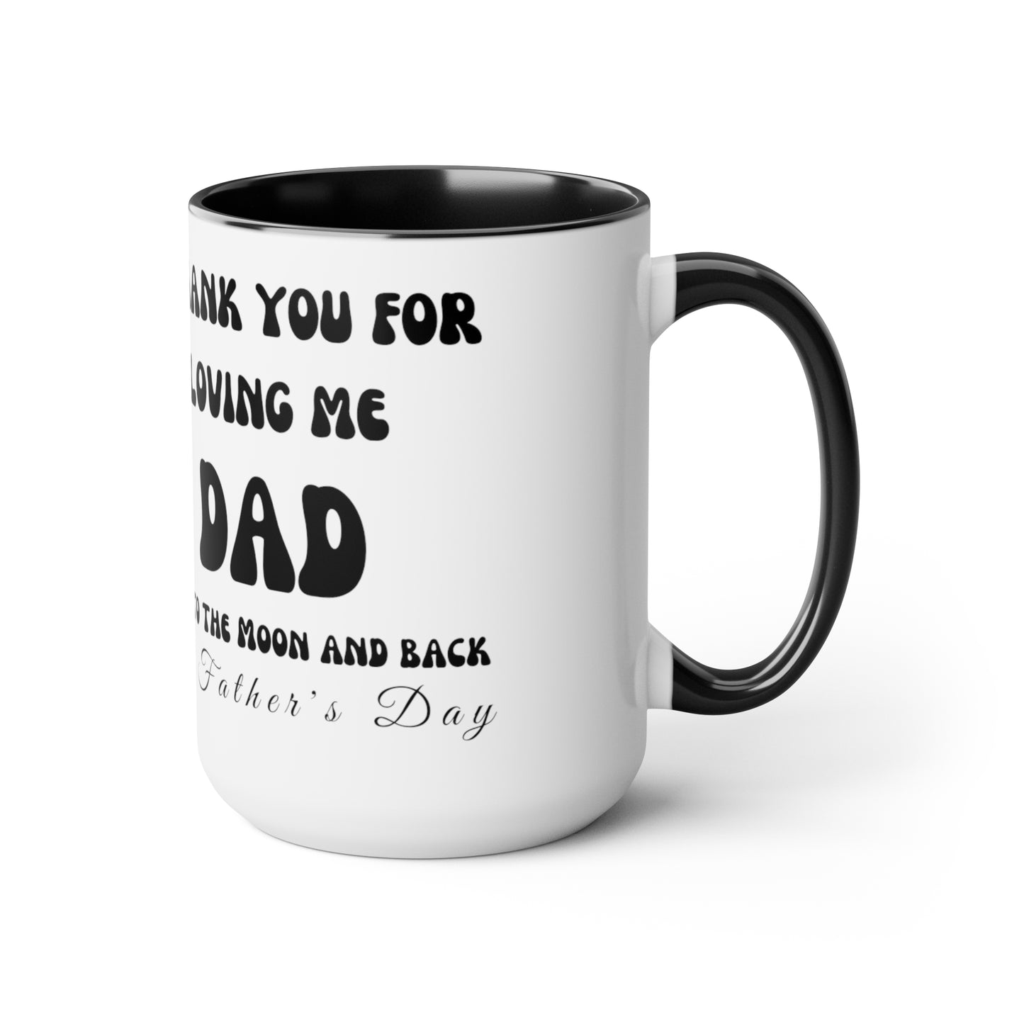 Exotic Print Father's Day "Love you to the moon and back" Two-Tone Coffee Mugs, 15oz