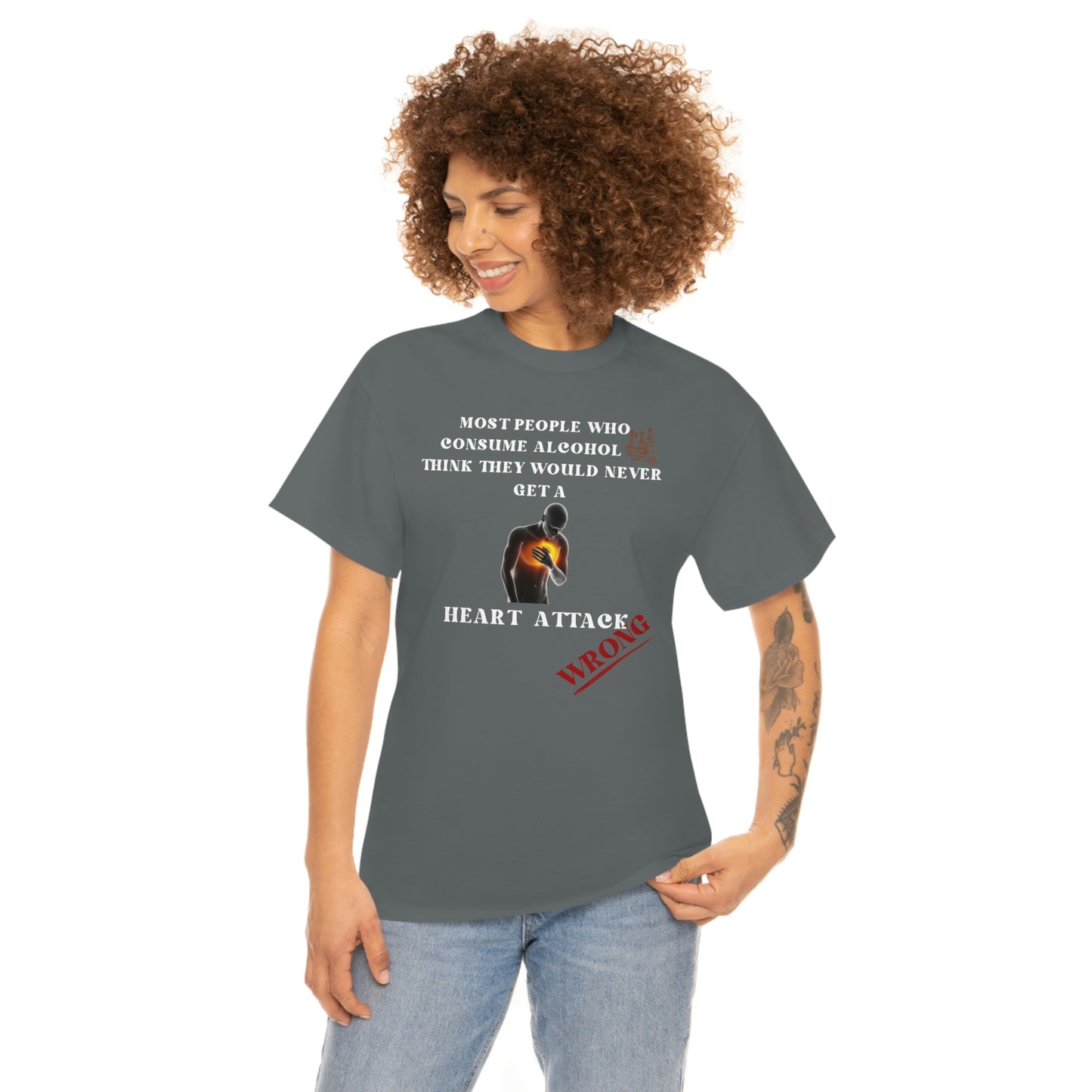 Alcohol and Heart Attack Unisex Heavy Cotton Tee