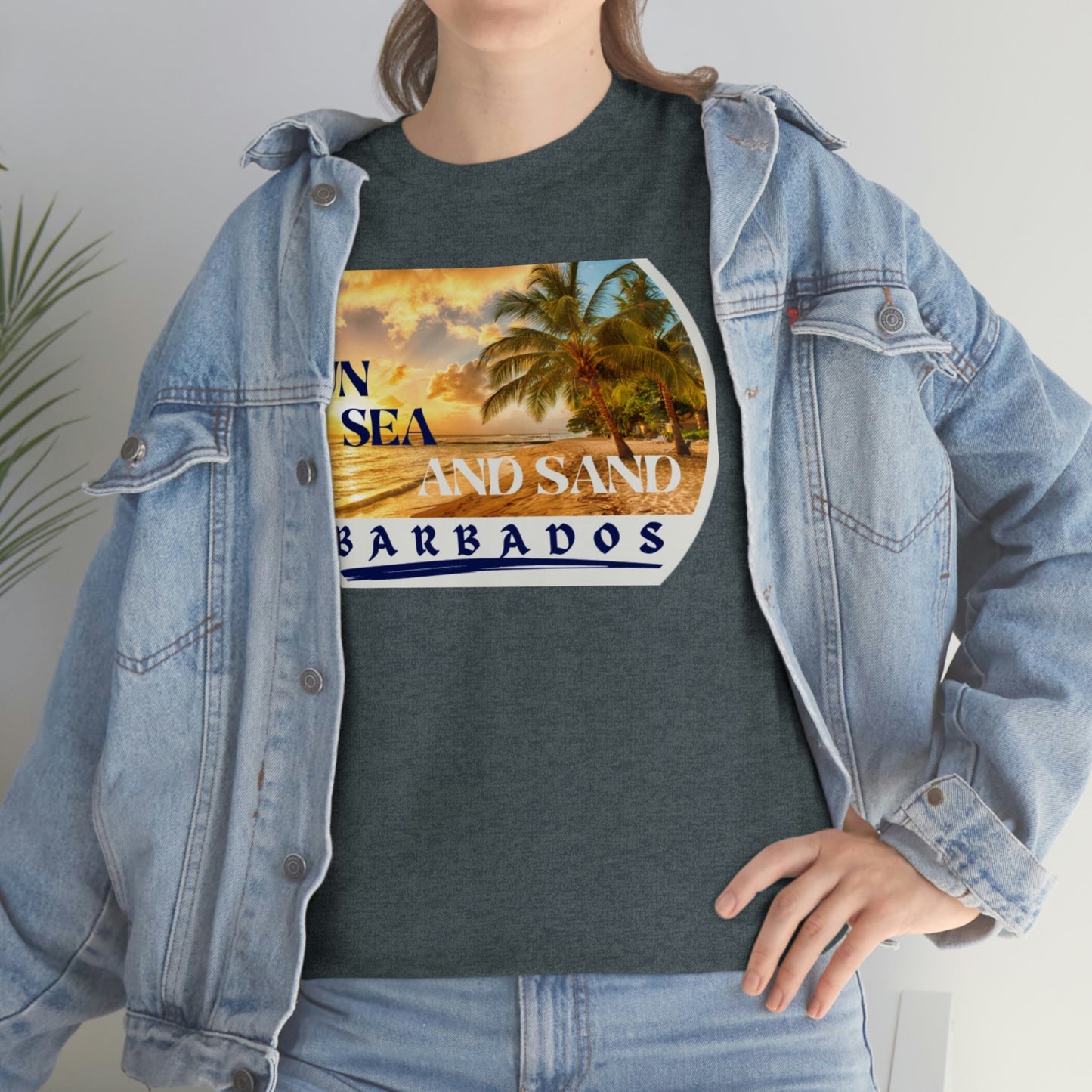 Sun Sea Sand Barbados Unisex Heavy Cotton Tee