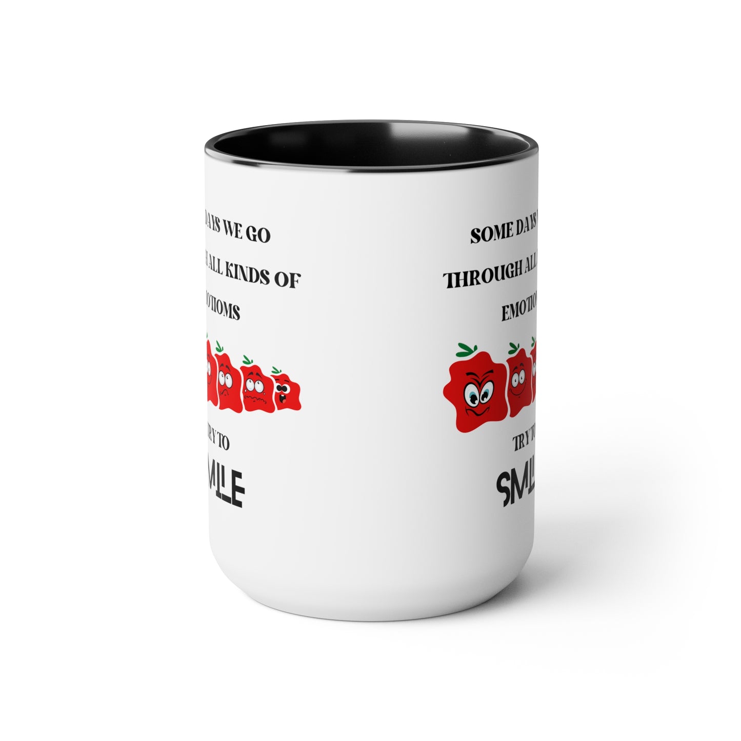 Smile Two-Tone Coffee Mugs, 15oz