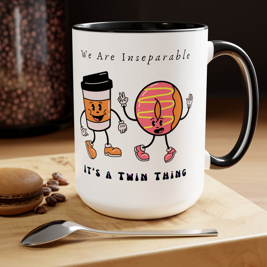 Twin Two-Tone Coffee Mugs, 15oz