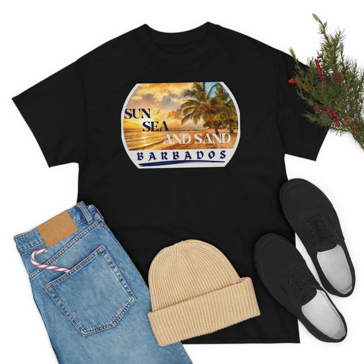 Sun Sea Sand Barbados Unisex Heavy Cotton Tee