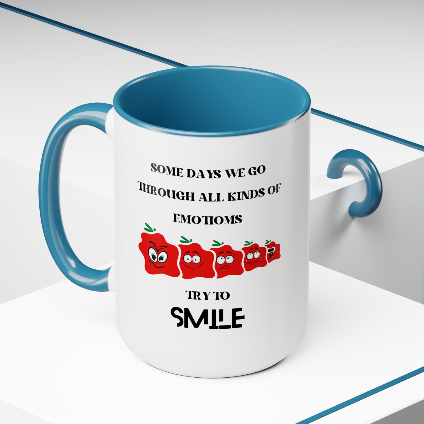 Smile Two-Tone Coffee Mugs, 15oz