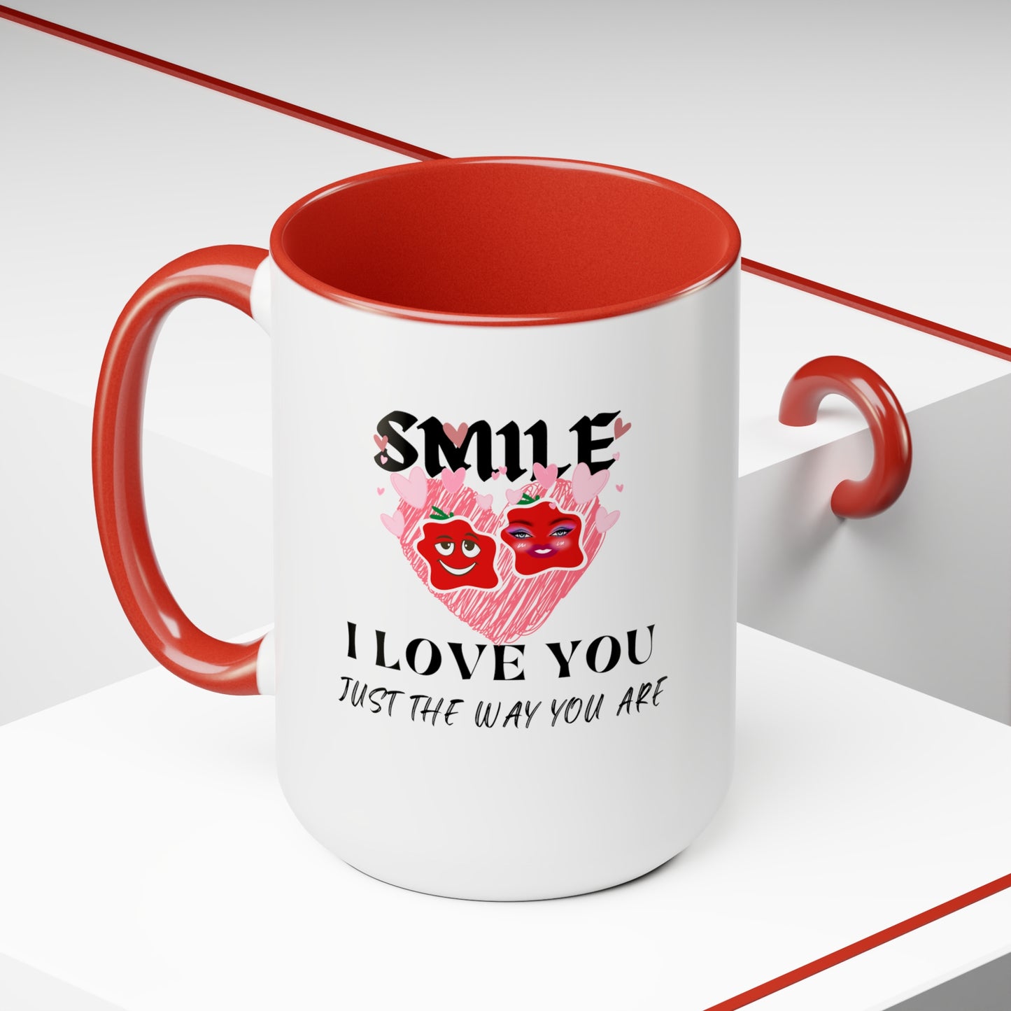 Smile Two-Tone Coffee Mugs, 15oz