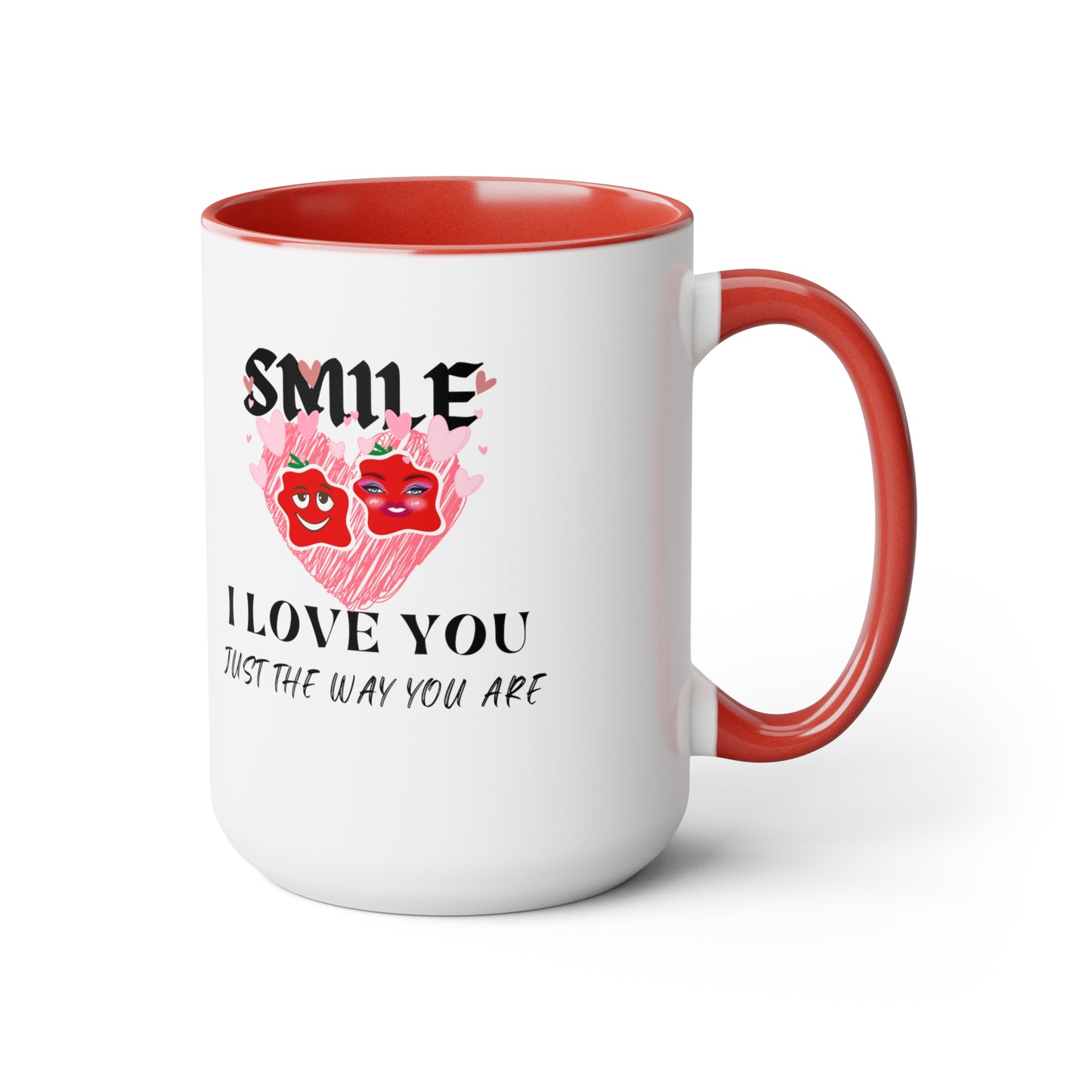 Smile Two-Tone Coffee Mugs, 15oz