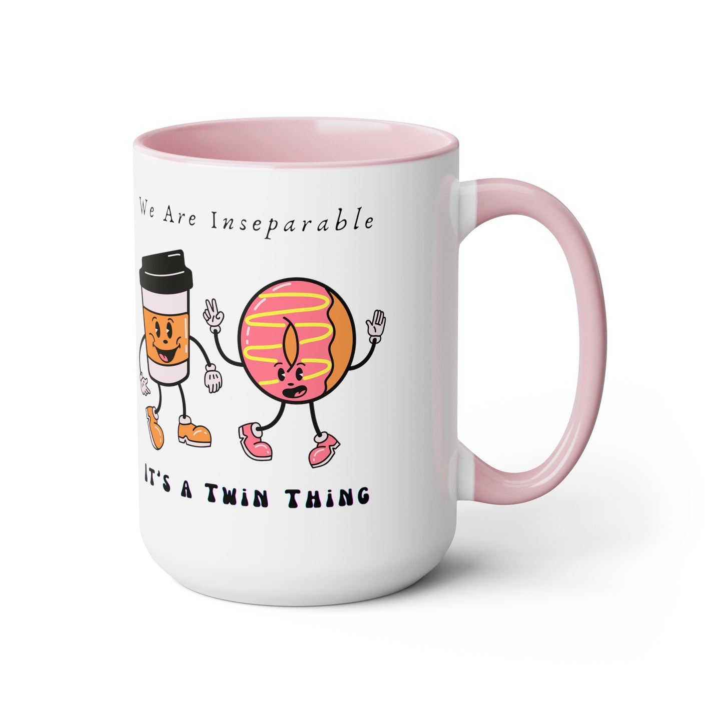 Twin Two-Tone Coffee Mugs, 15oz