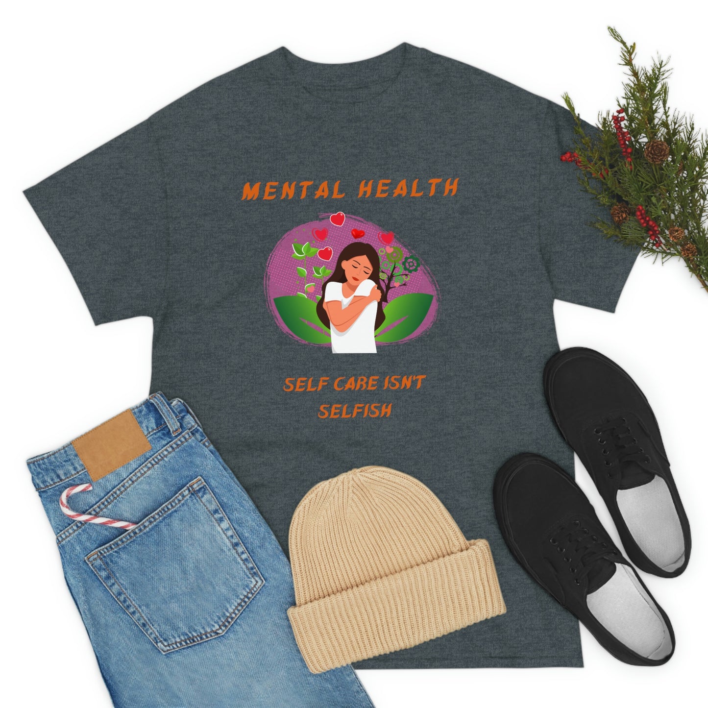 Mental Health Self Care Unisex Heavy Cotton Tee