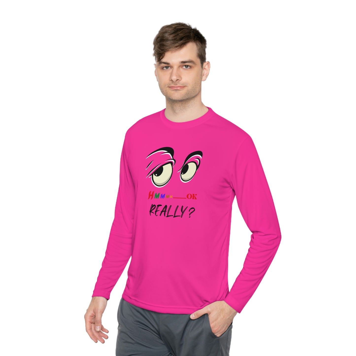 Hmmm, Unisex Lightweight Long Sleeve Tee