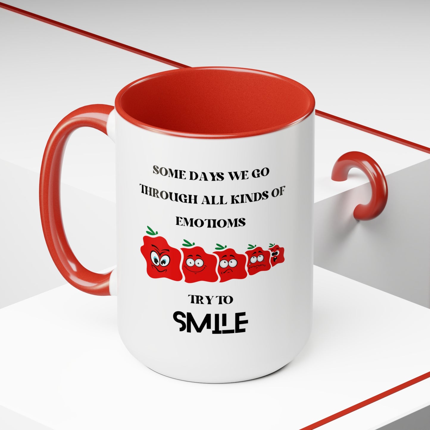 Smile Two-Tone Coffee Mugs, 15oz