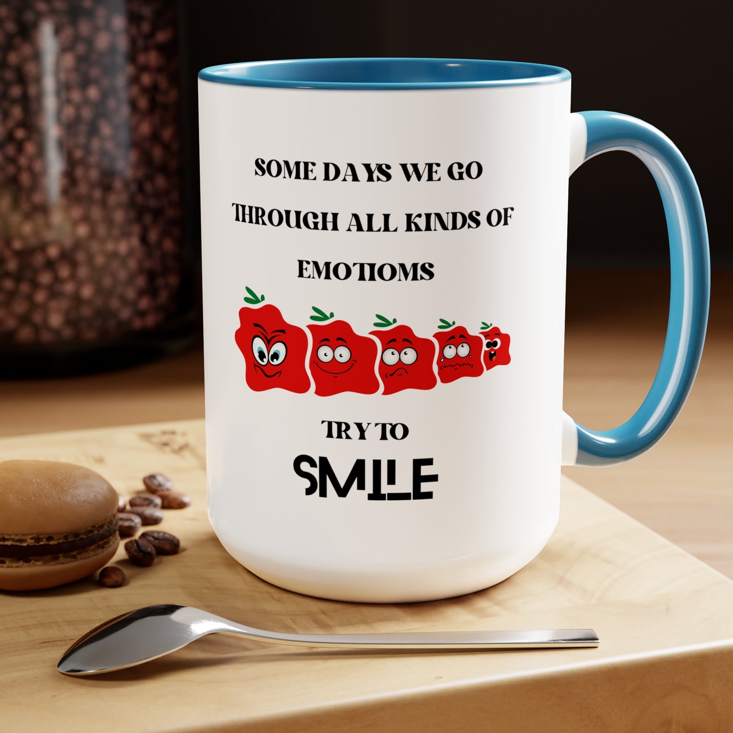 Smile Two-Tone Coffee Mugs, 15oz