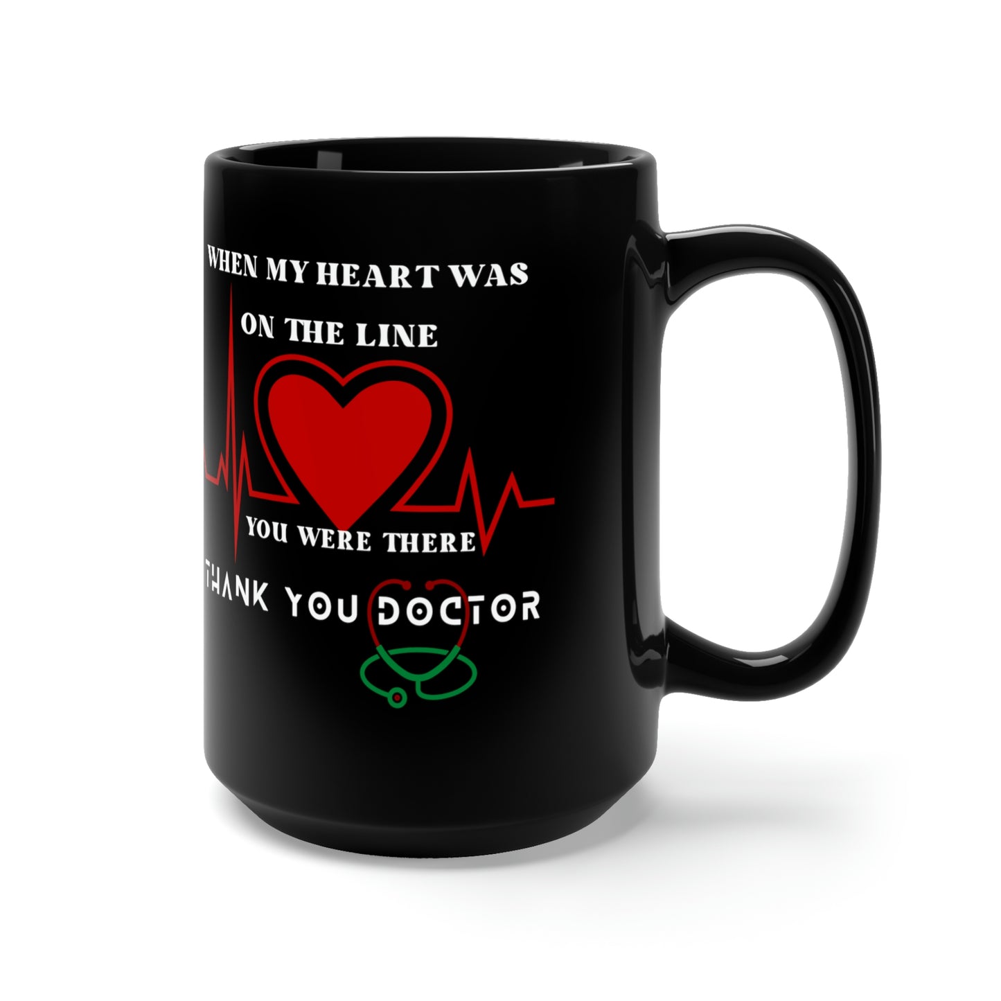 Medical, CVICU, EKG, Black Mug 15oz