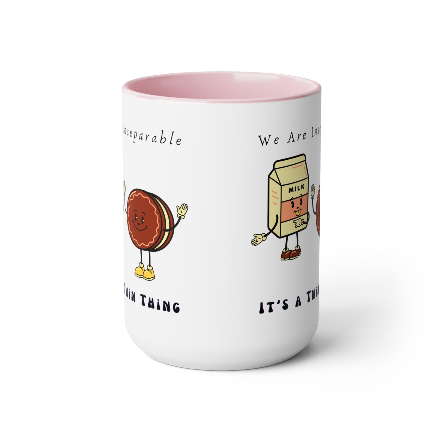 Twin Two-Tone Coffee Mugs, 15oz