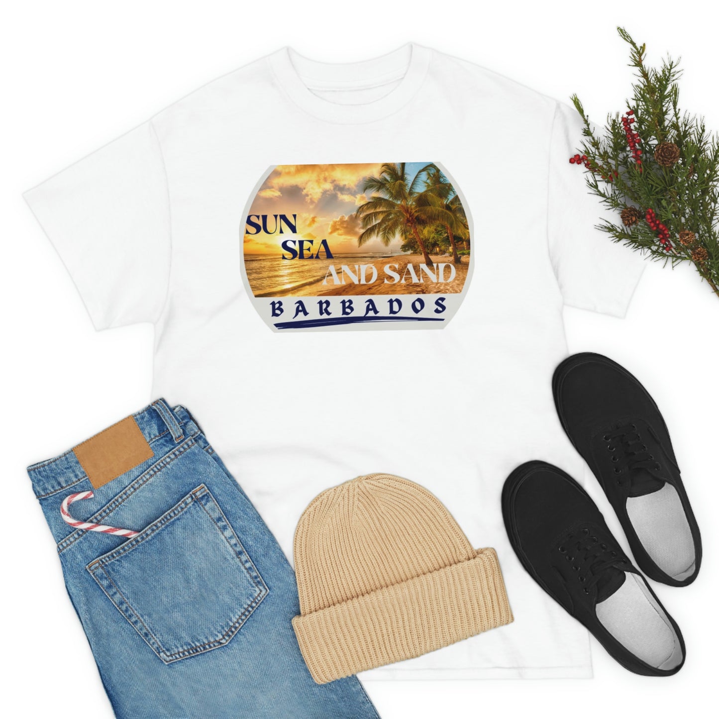 Sun Sea Sand Barbados Unisex Heavy Cotton Tee