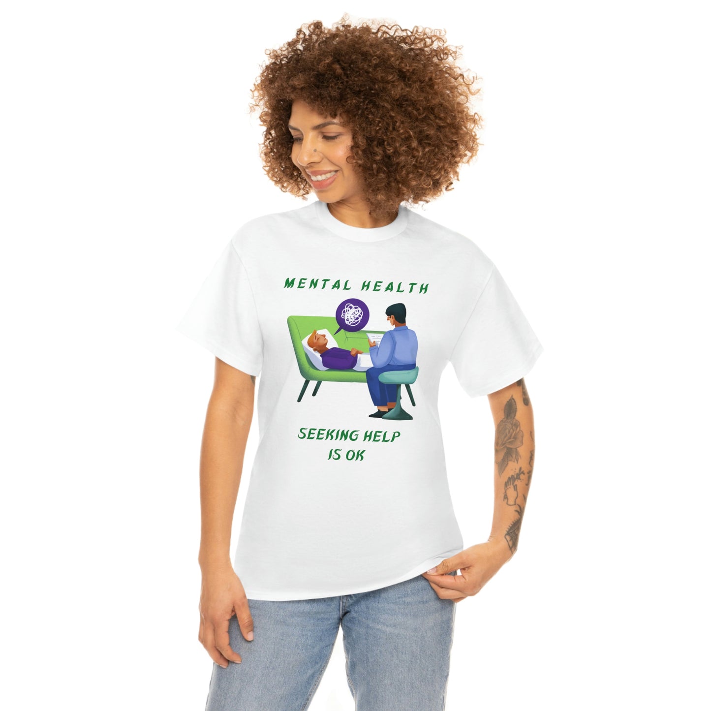 Mental Health Seek Help Unisex Heavy Cotton Tee