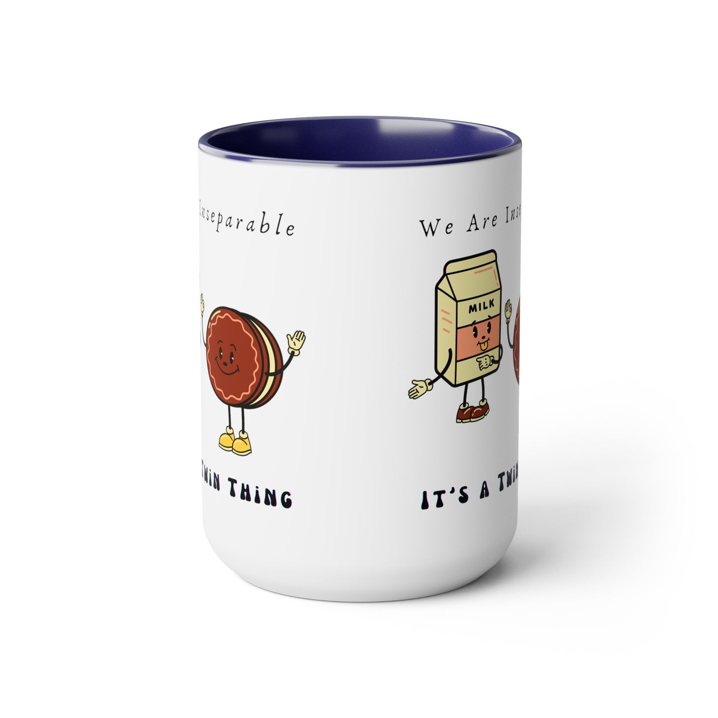 Twin Two-Tone Coffee Mugs, 15oz