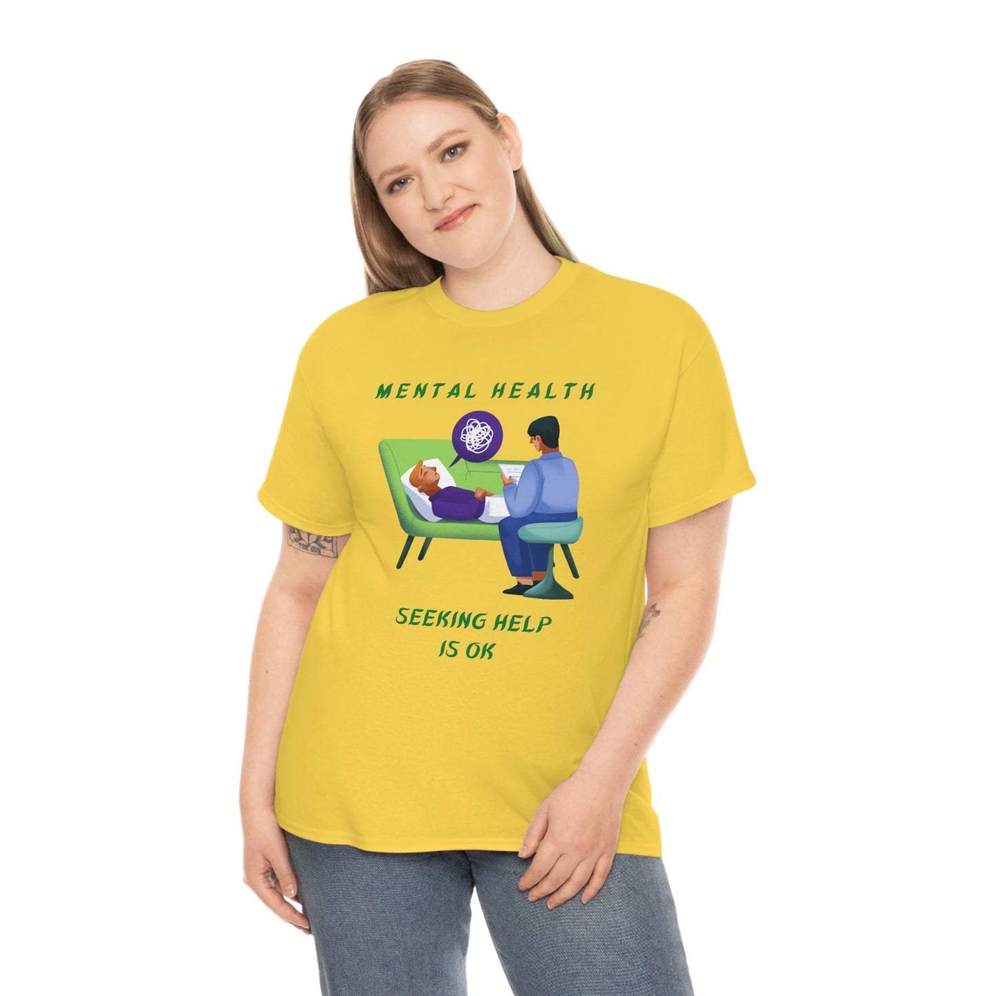 Mental Health Seek Help Unisex Heavy Cotton Tee