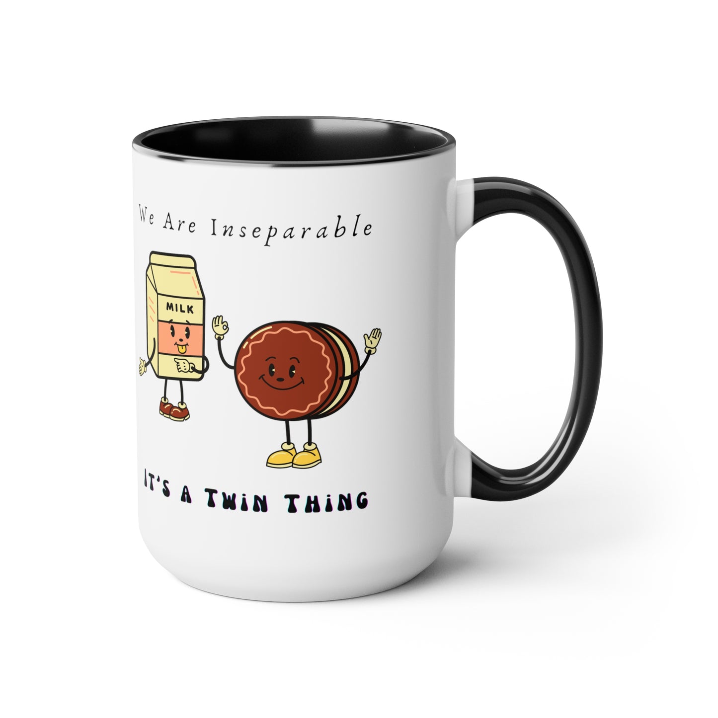 Twin Two-Tone Coffee Mugs, 15oz